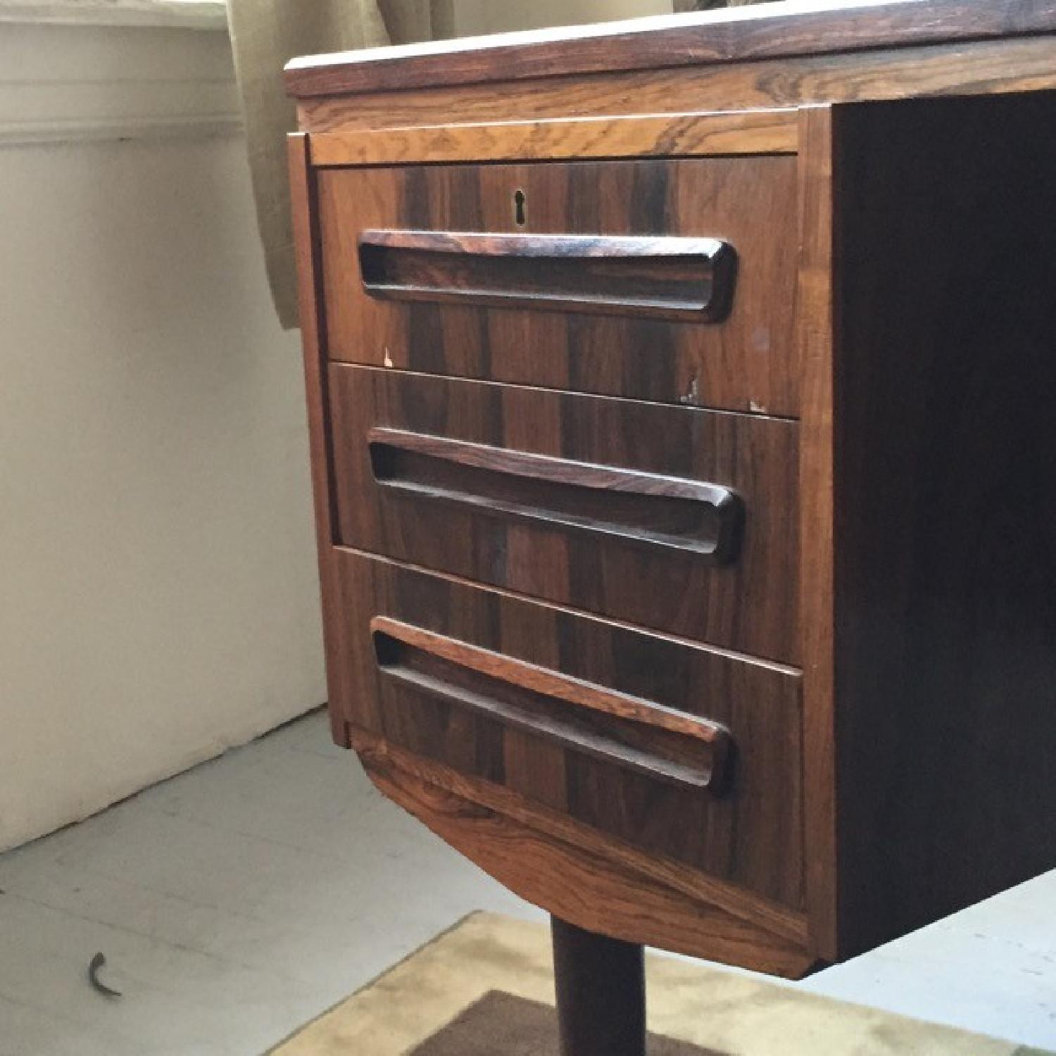 Mid-Century Modern Desk w/ Locking Drawers & Hinged Cabinet - image-5