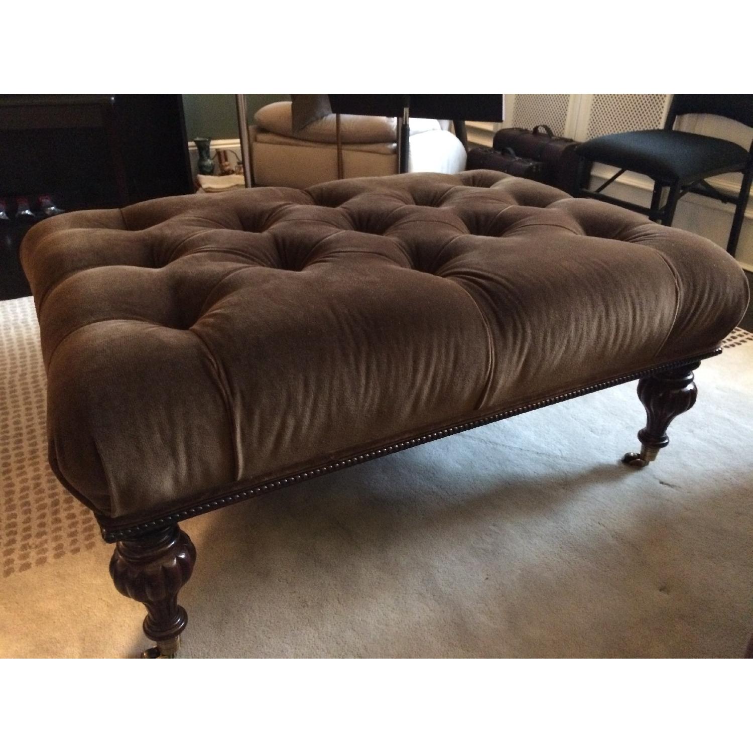 Brown Tufted Ottoman/Coffee Table - image-1
