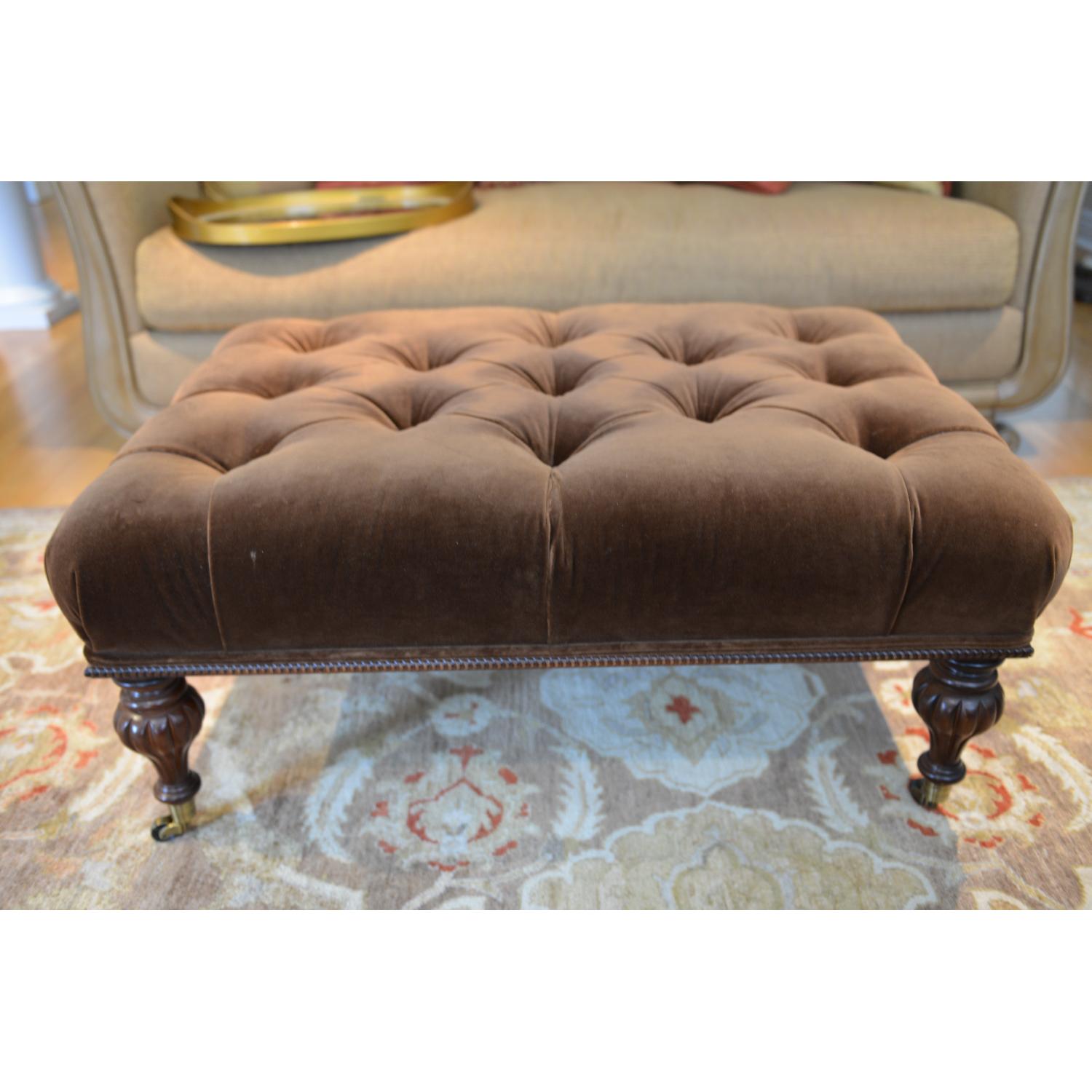 Brown Tufted Ottoman/Coffee Table - image-2