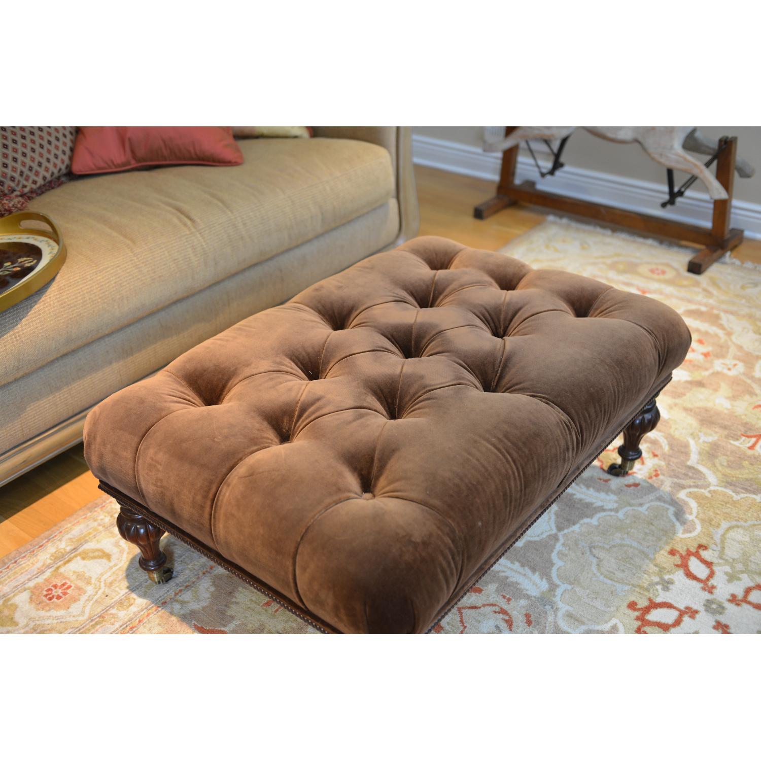 Brown Tufted Ottoman/Coffee Table - image-3