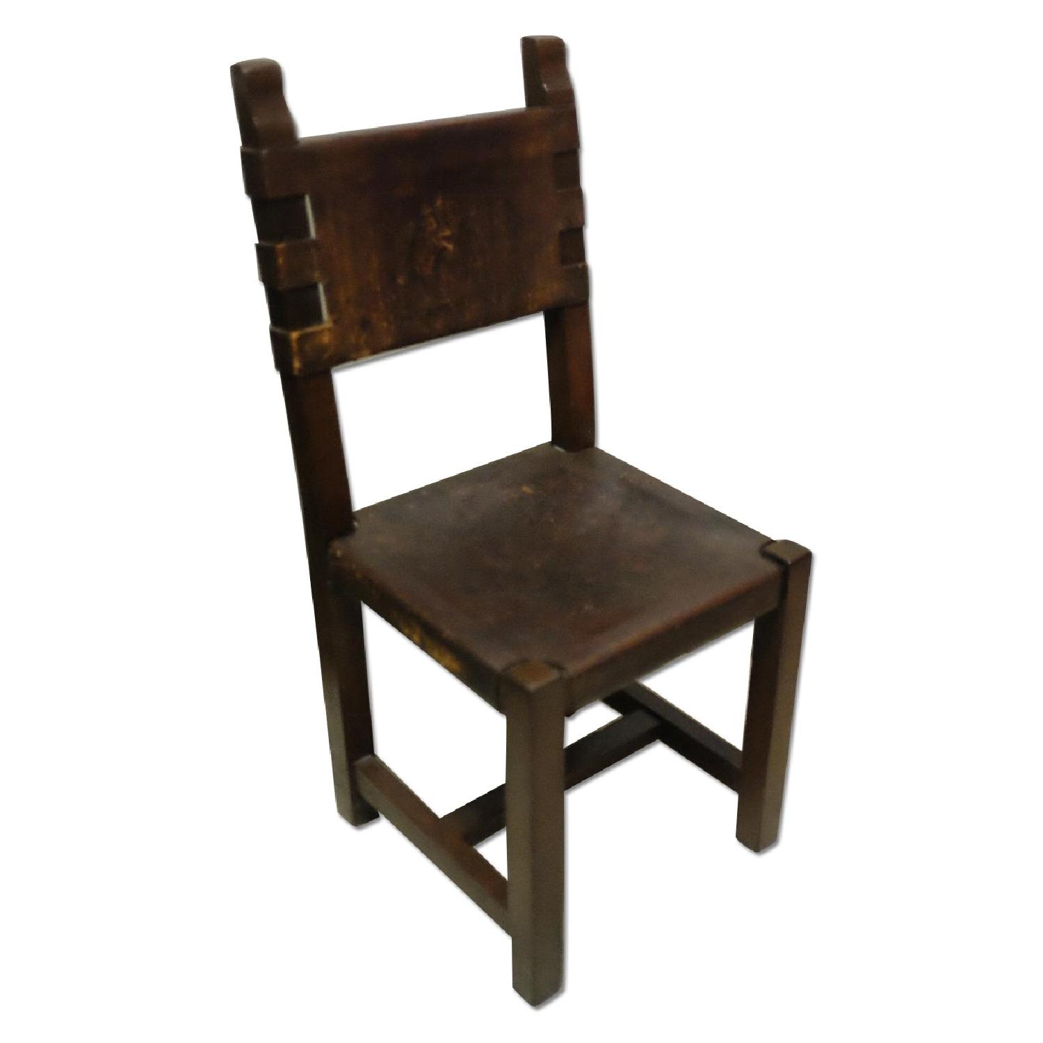 Wood & Leather Chair - image-0