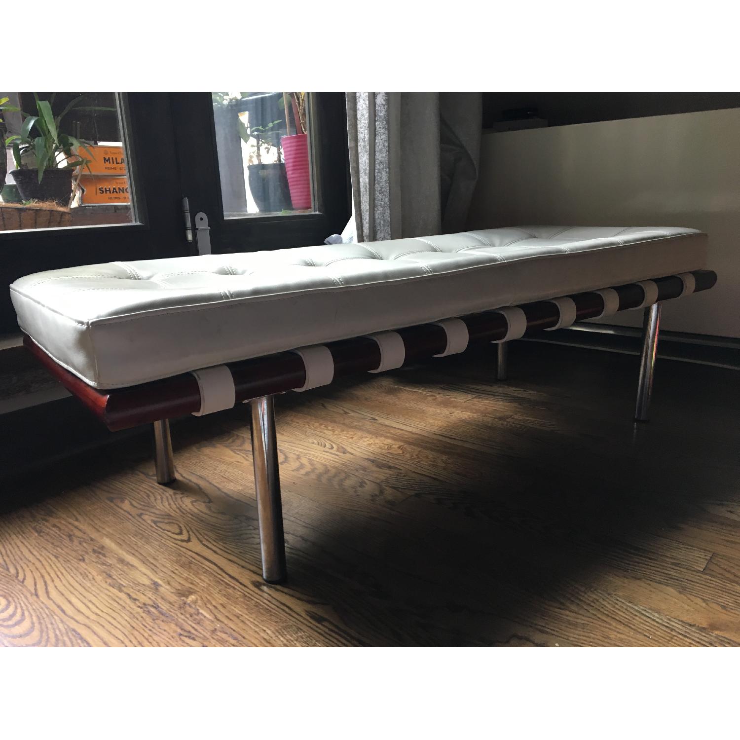 Andalucia Modern White Leather Bench - image-1