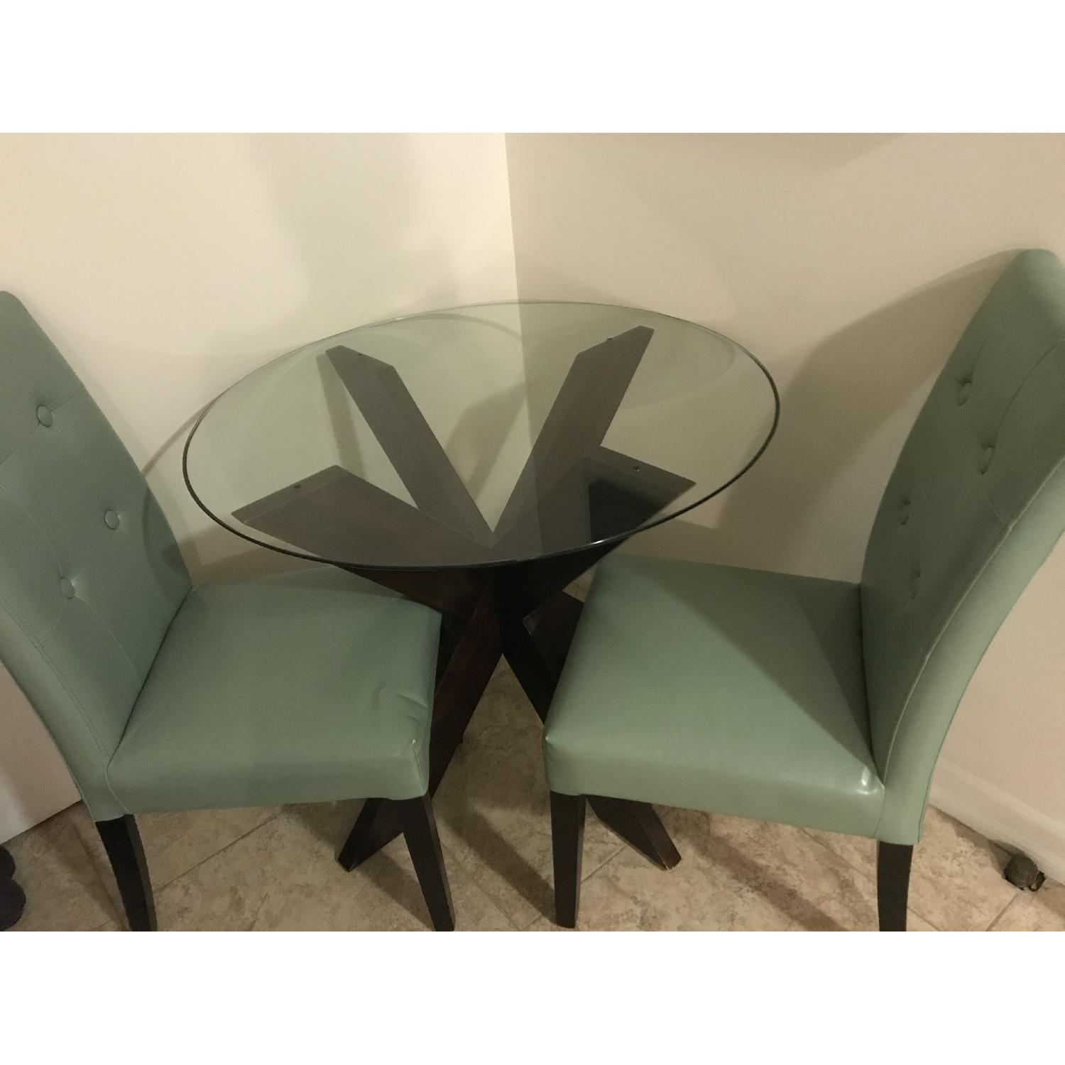 Pier 1 Glass Dining Table w/ 2 Chairs AptDeco