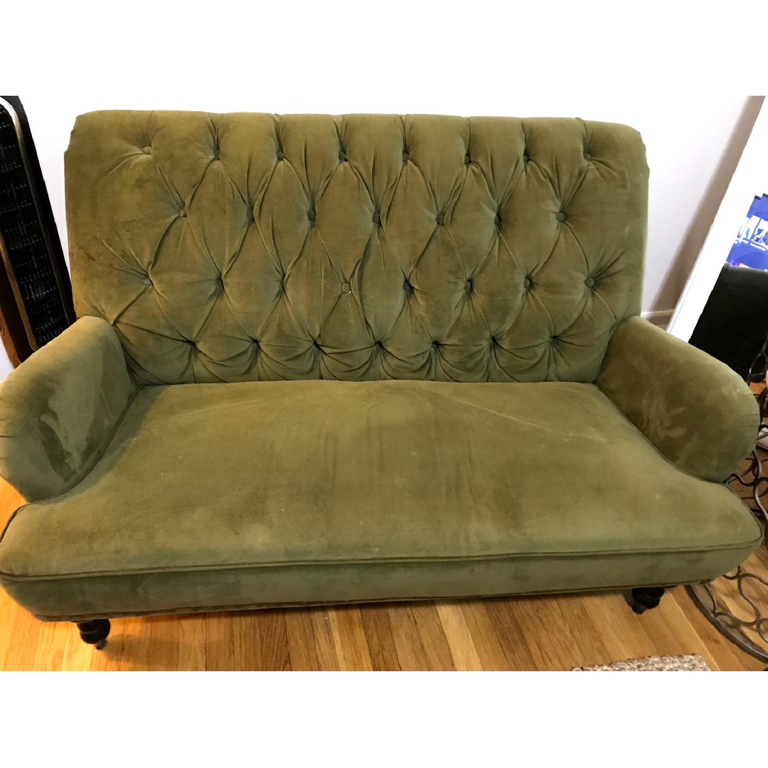 Pier 1 Olive Green Loveseat - image-1