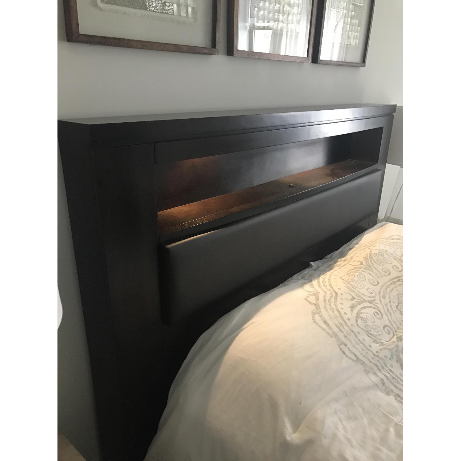Raymour & Flanigan Wall Street Queen Leather Storage Platform Bed - image-3