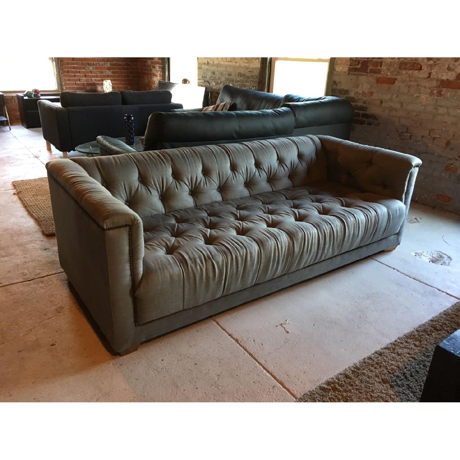 Restoration Hardware Tufted Grey Sofa - image-1