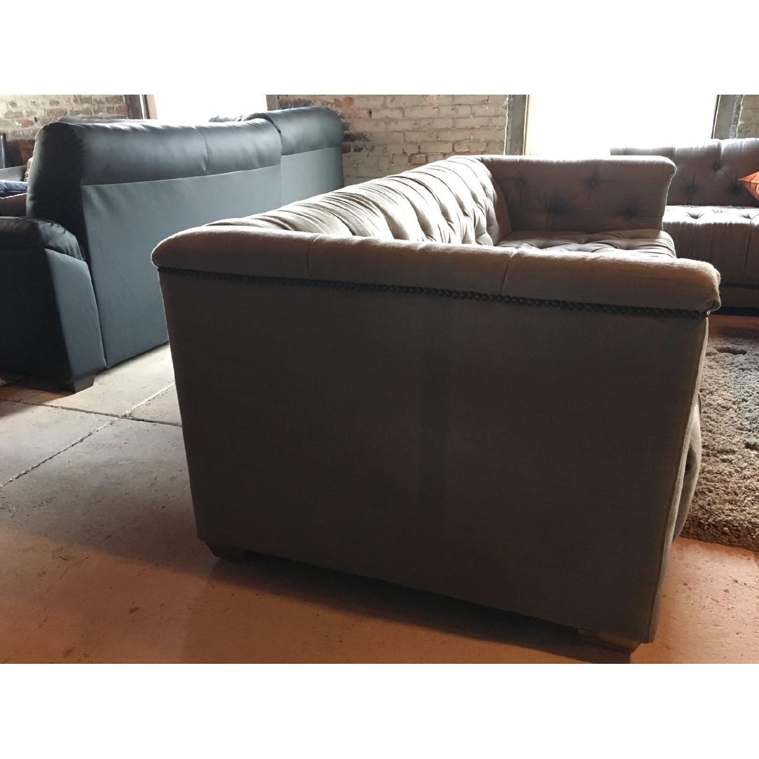 Restoration Hardware Tufted Grey Sofa - image-3