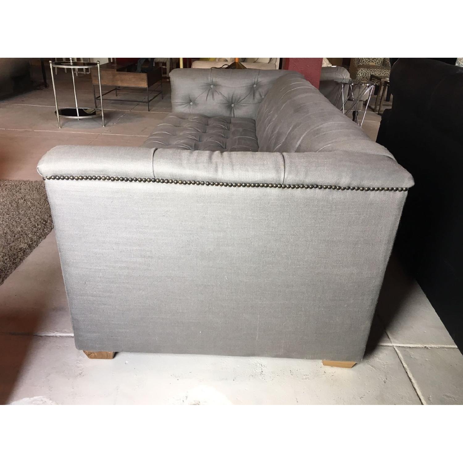 Restoration Hardware Tufted Grey Sofa - image-4