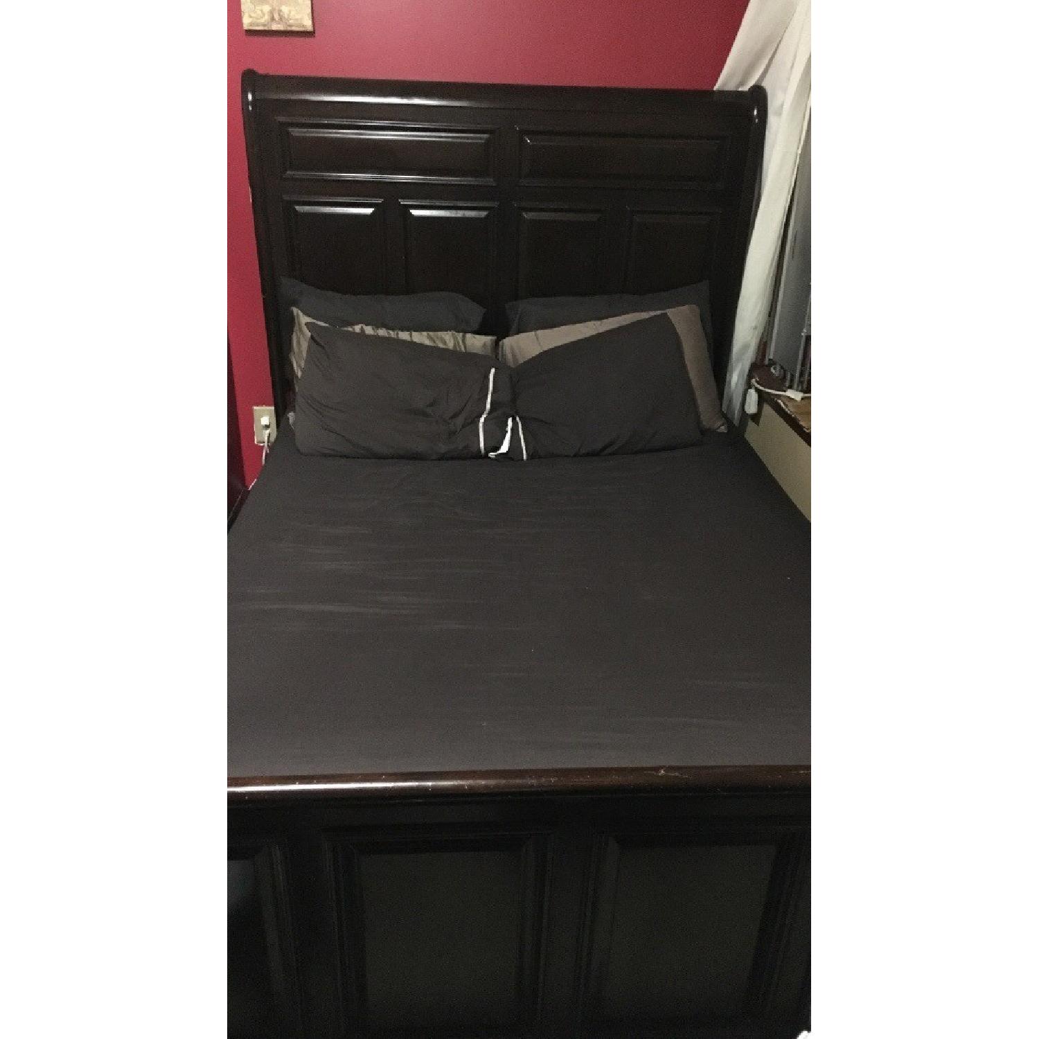Queen Size Wooden Sleigh Bed Frame - image-1