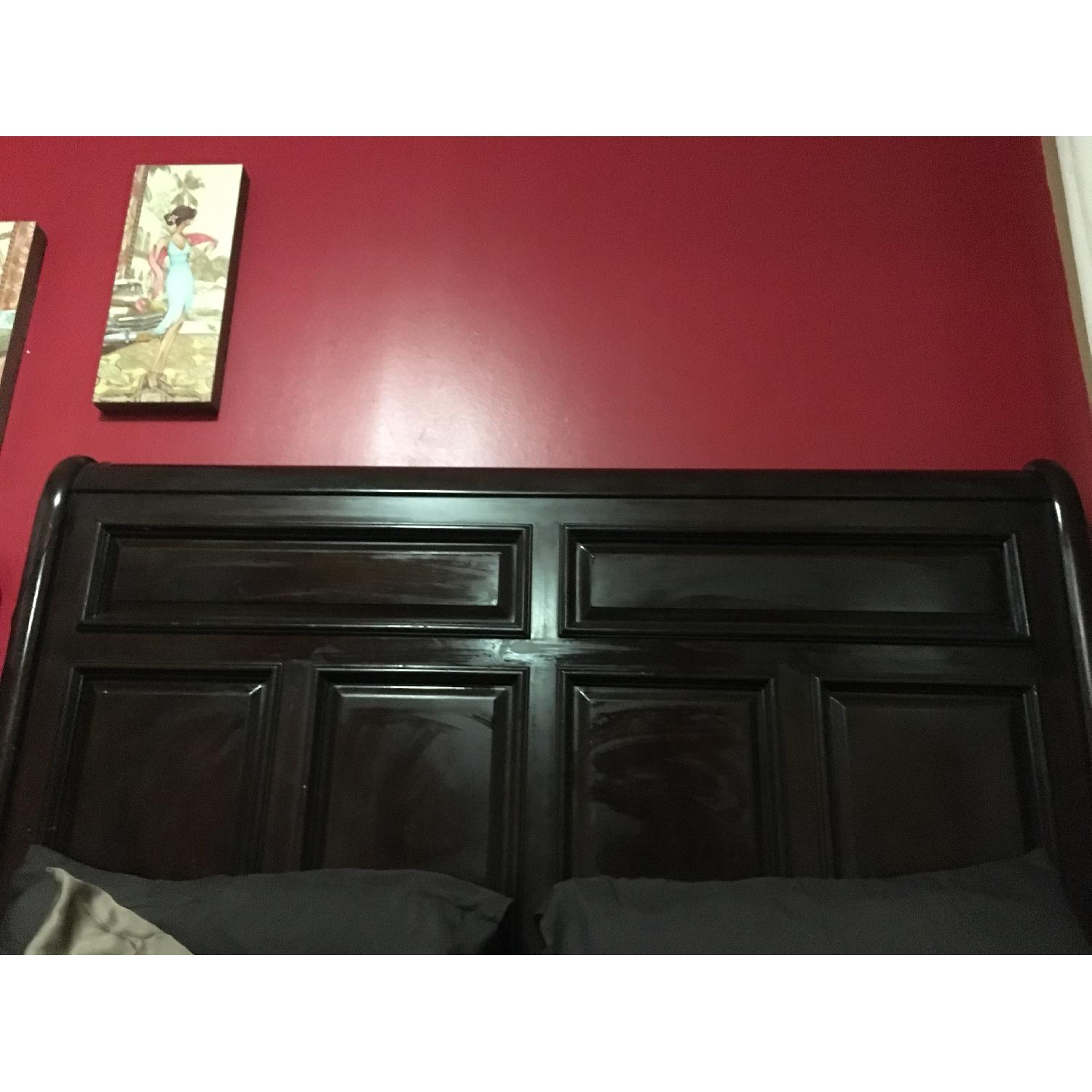 Queen Size Wooden Sleigh Bed Frame - image-3