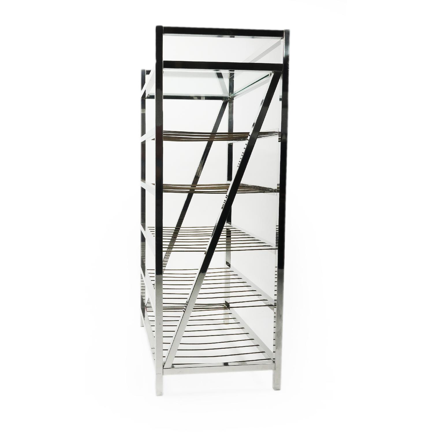Chrome & Glass Shelving Unit - image-1