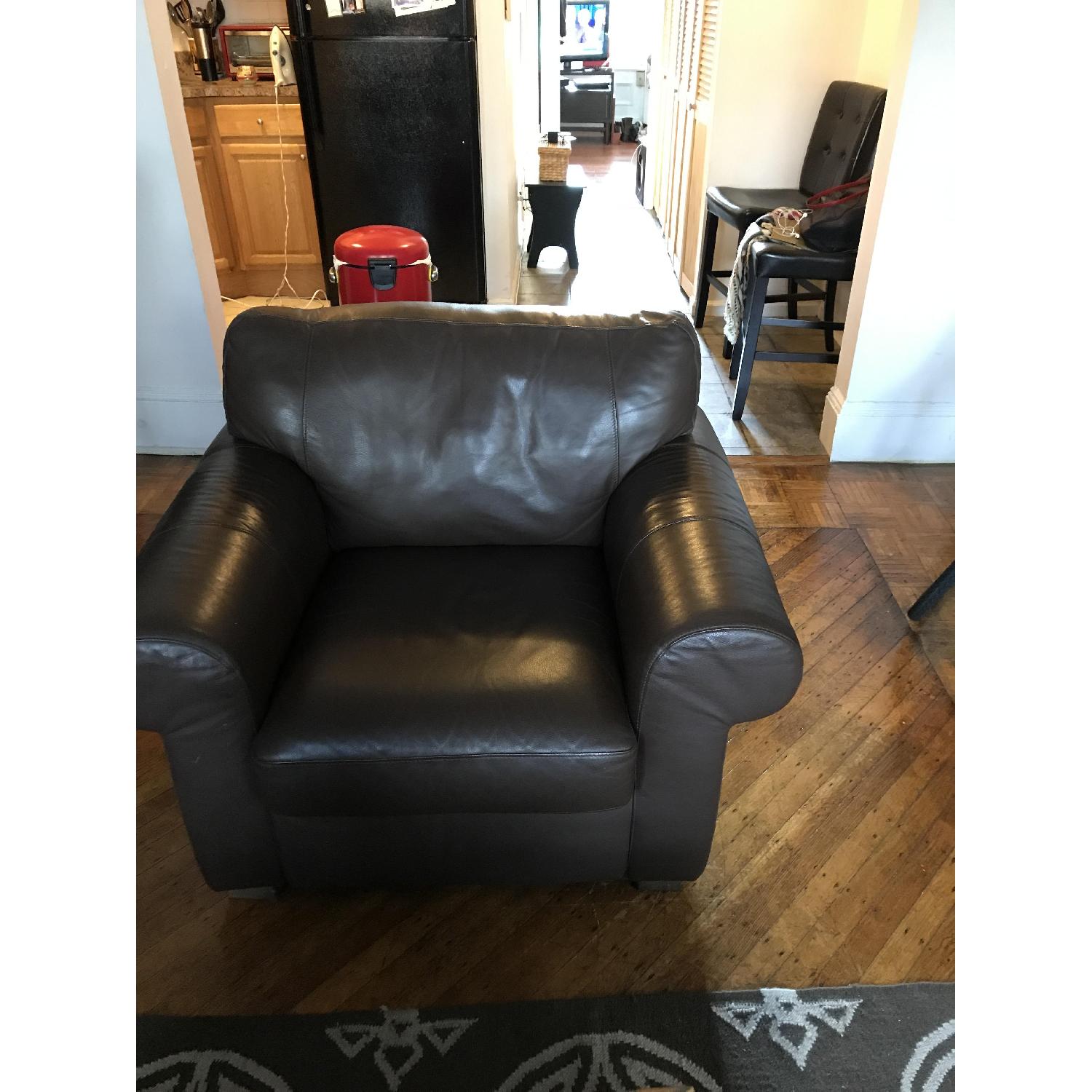 Ikea Ektorp Brown Leather Armchair - image-1