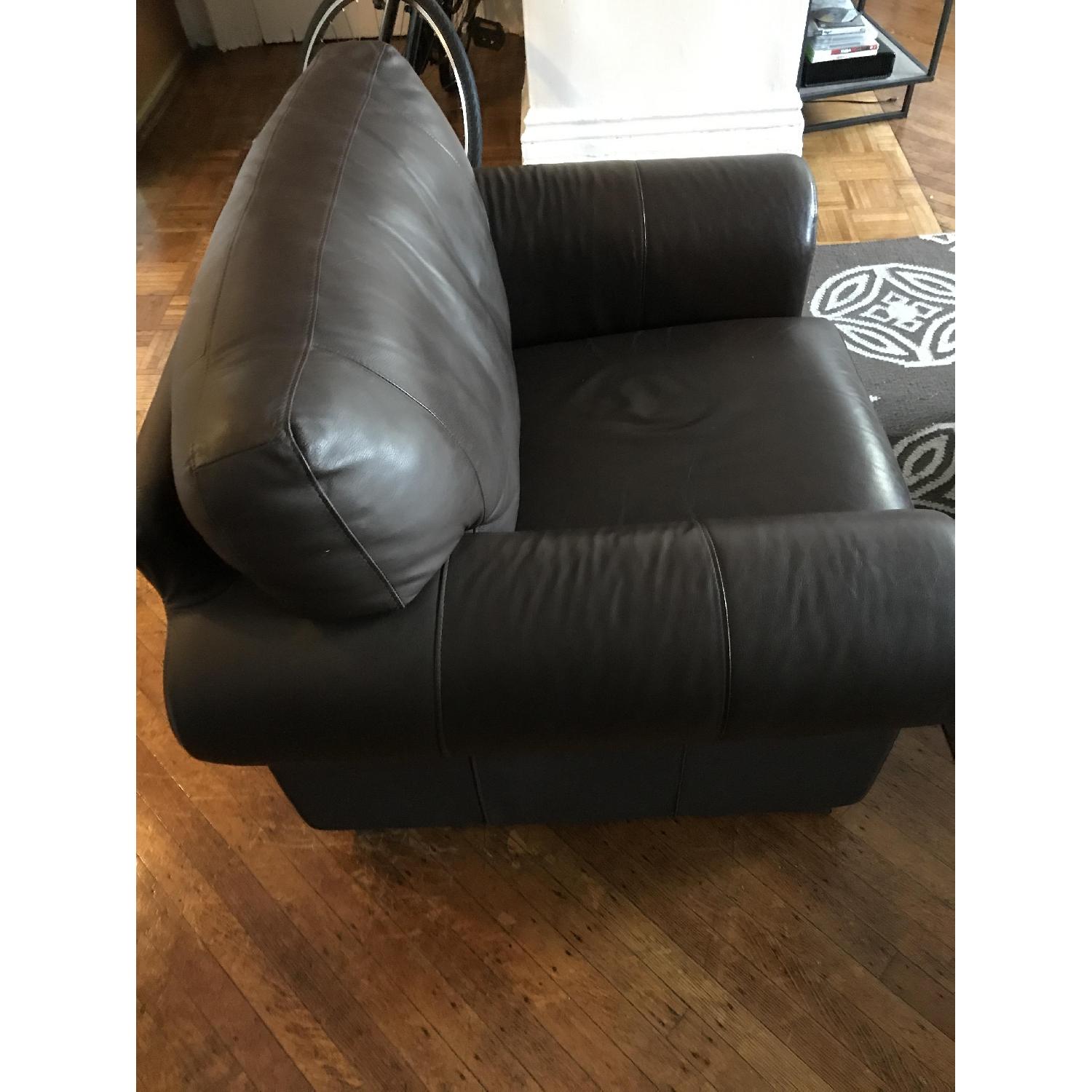 Ikea Ektorp Brown Leather Armchair - image-2