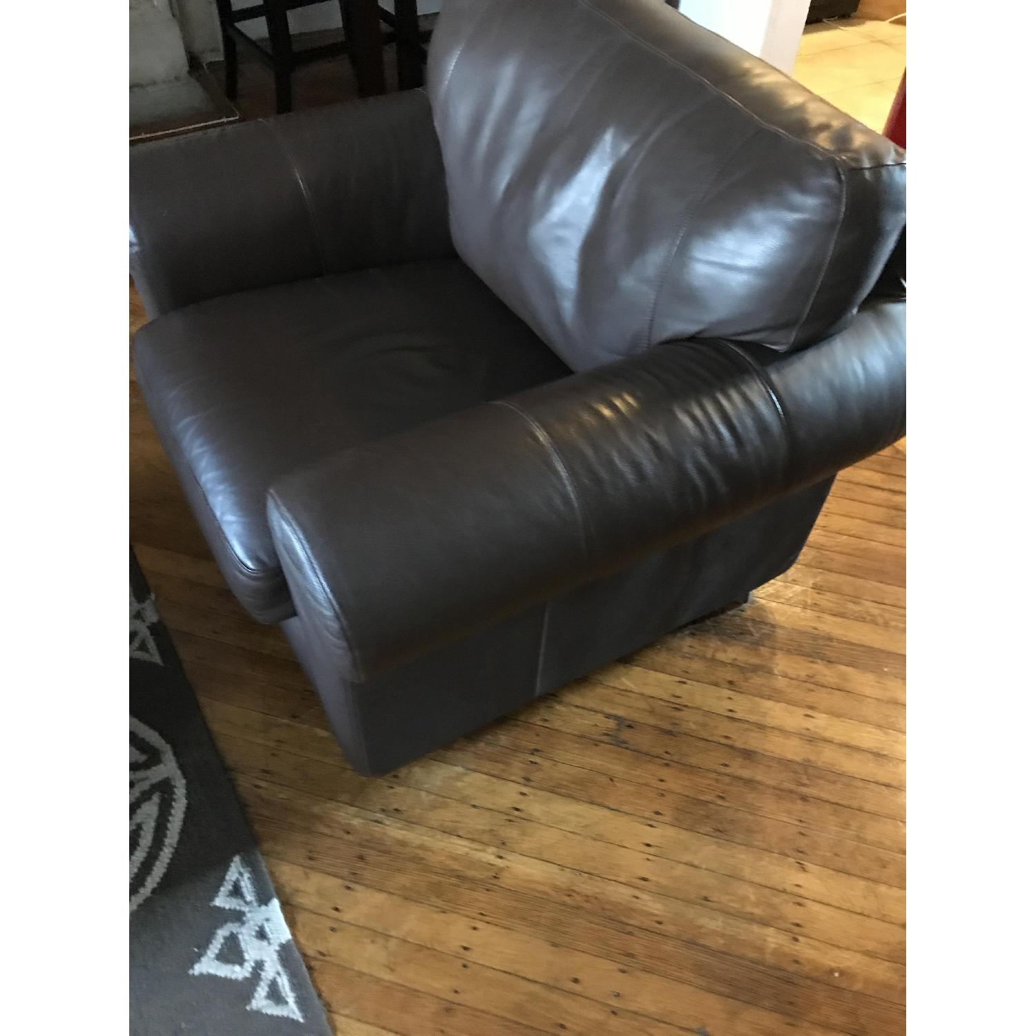 Ikea Ektorp Brown Leather Armchair - image-3
