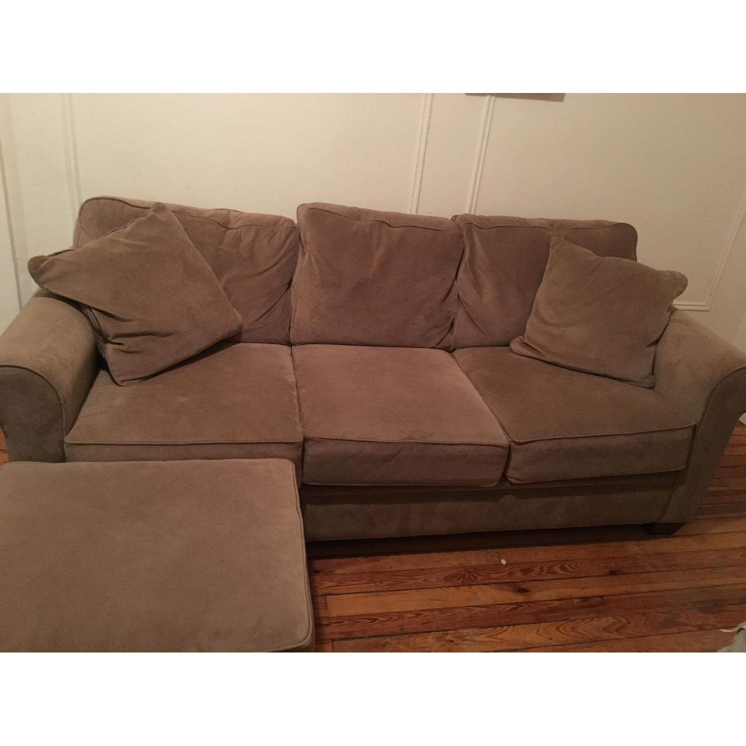 Suede 3 Seater Sofa & Ottoman - image-1