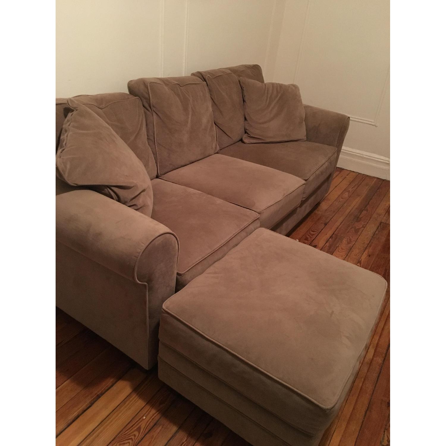Suede 3 Seater Sofa & Ottoman - image-2