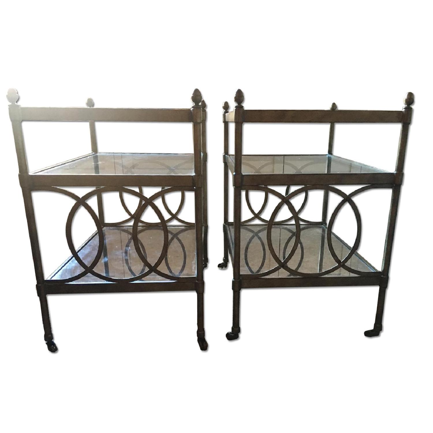 Ethan Allen Antique Brass & Glass Side Tables AptDeco
