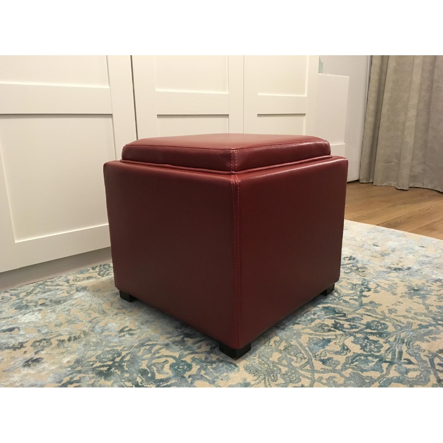Crate & Barrel Faux Leather Storage Ottoman - image-1