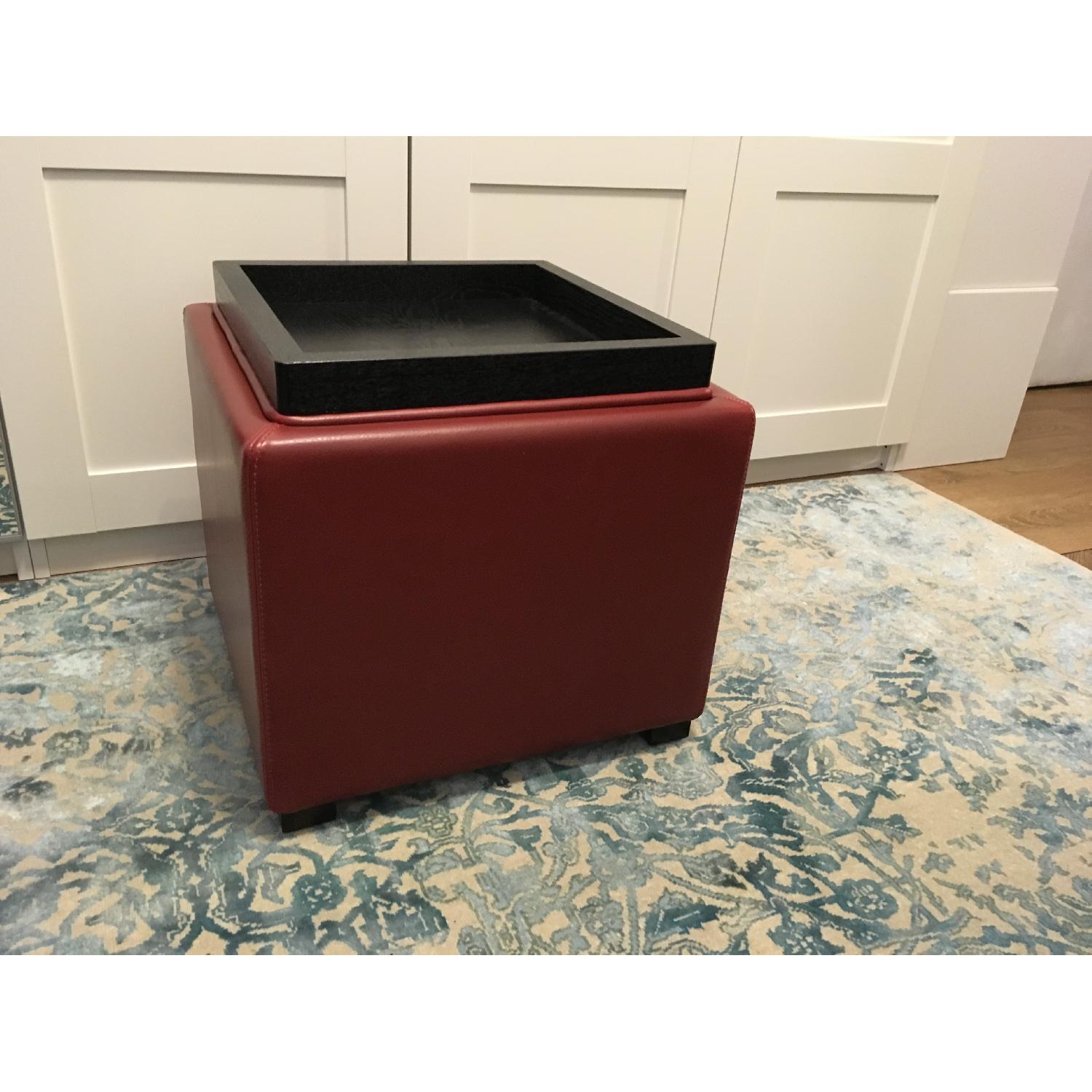 Crate & Barrel Faux Leather Storage Ottoman - image-3