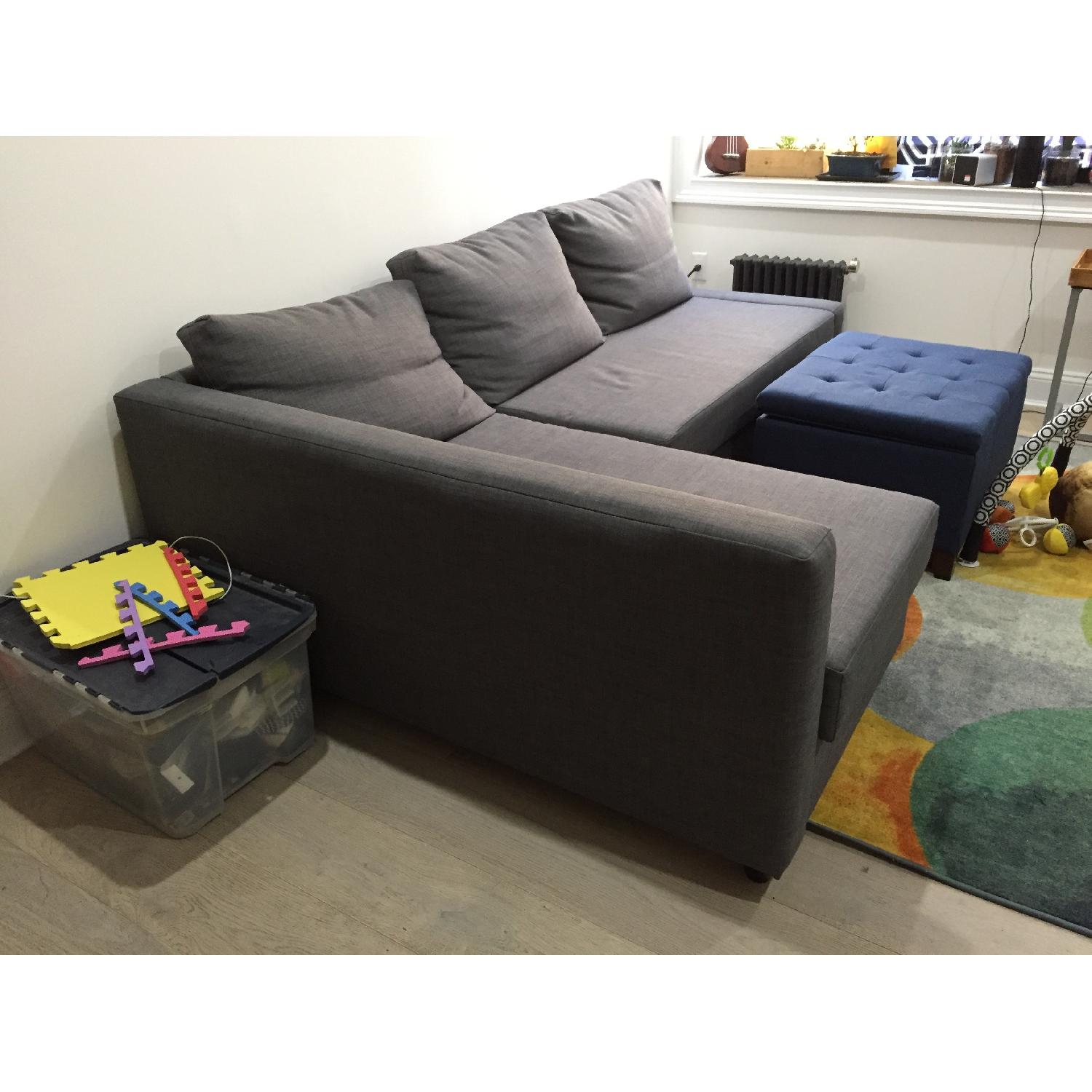 Ikea Grey Sleeper Sectional Sofa w/ Storage AptDeco