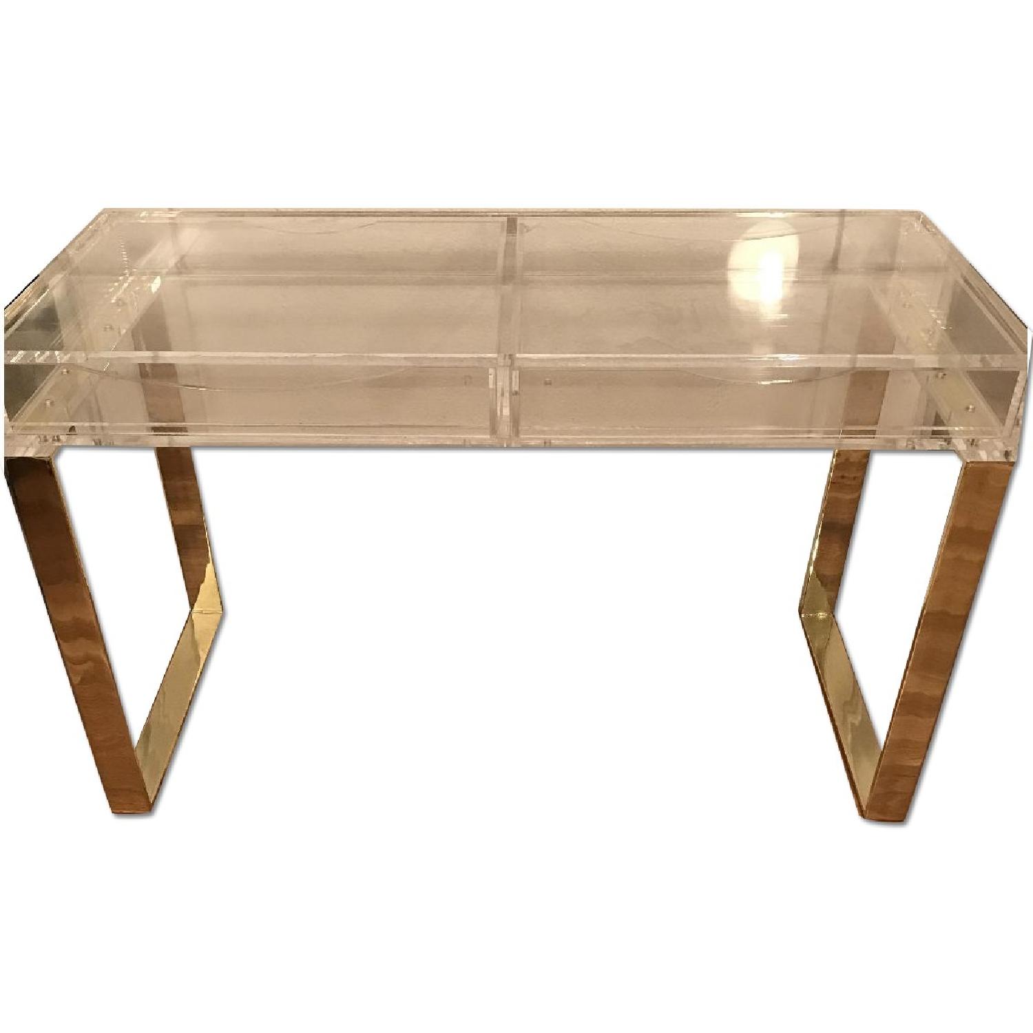 Lucite & Gold Desk - image-0