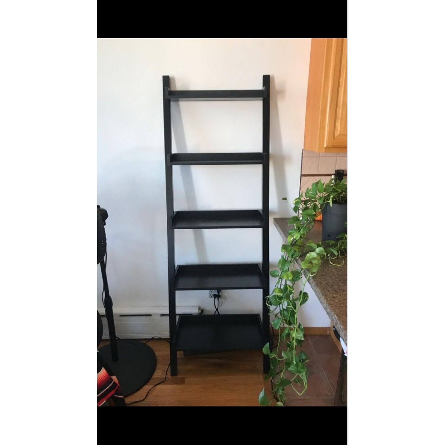 Container Store Black Leaning Ladder Bookshelf AptDeco