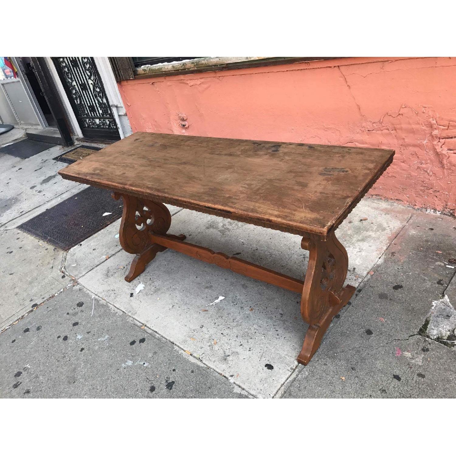 Antique 1930s Wood Side Table - image-2