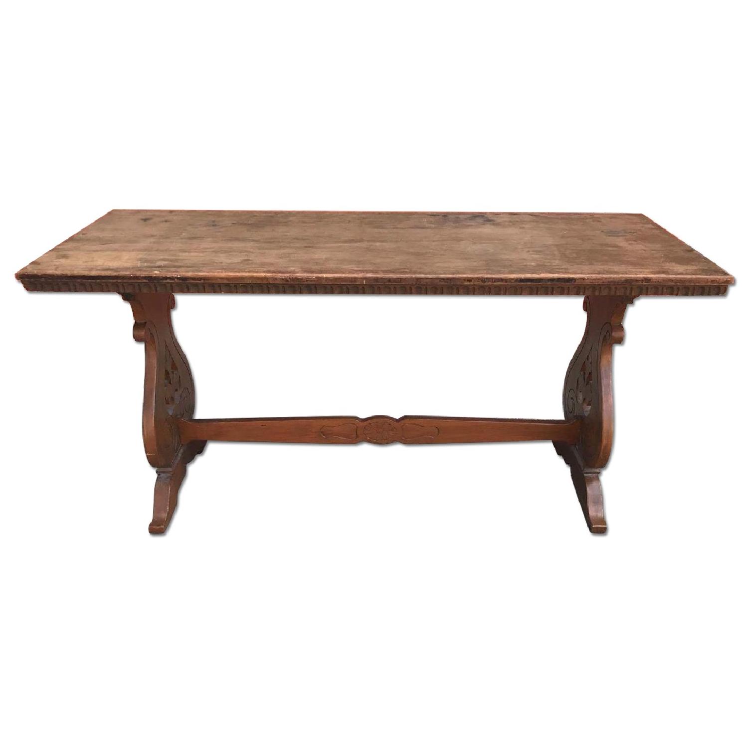 Antique 1930s Wood Side Table - image-0