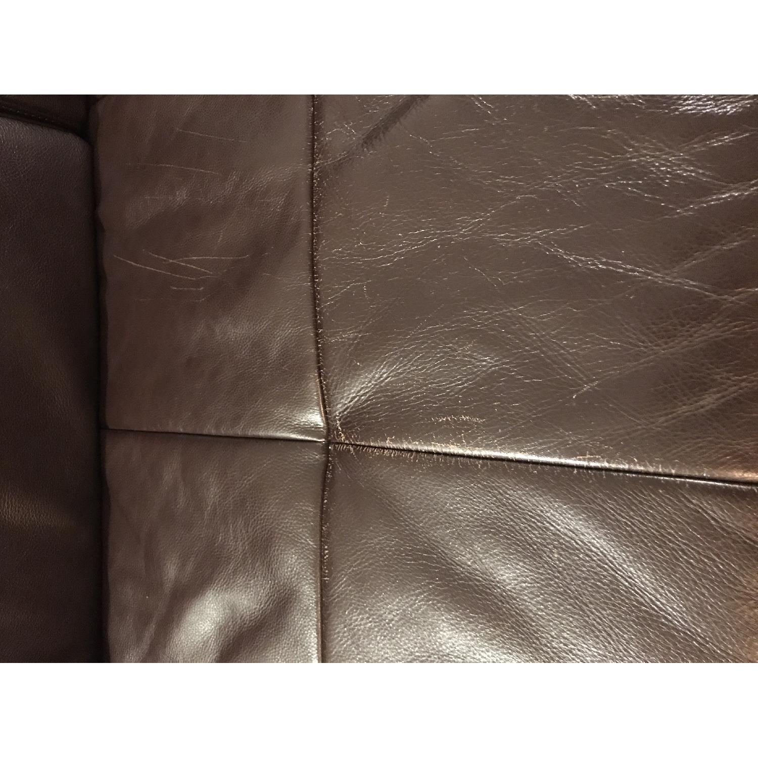 Brown Leather L Shape Sectional Couch - image-5