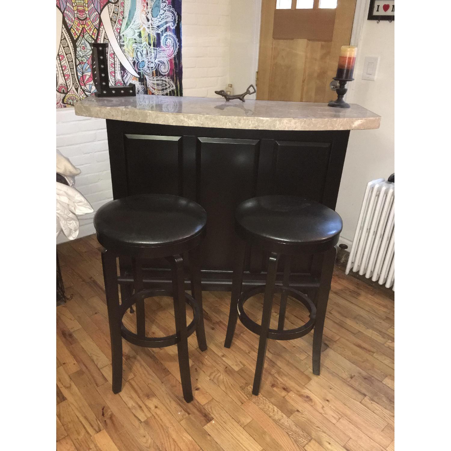 Bob's Stone Top Bar Cabinet w/ 2 Stools - image-4