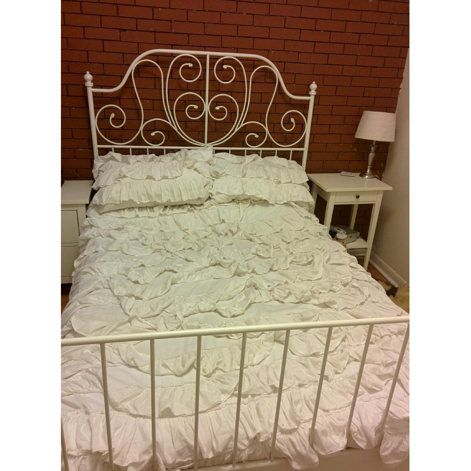 Ikea Leirvik Full Size White Metal Bed Frame - image-2