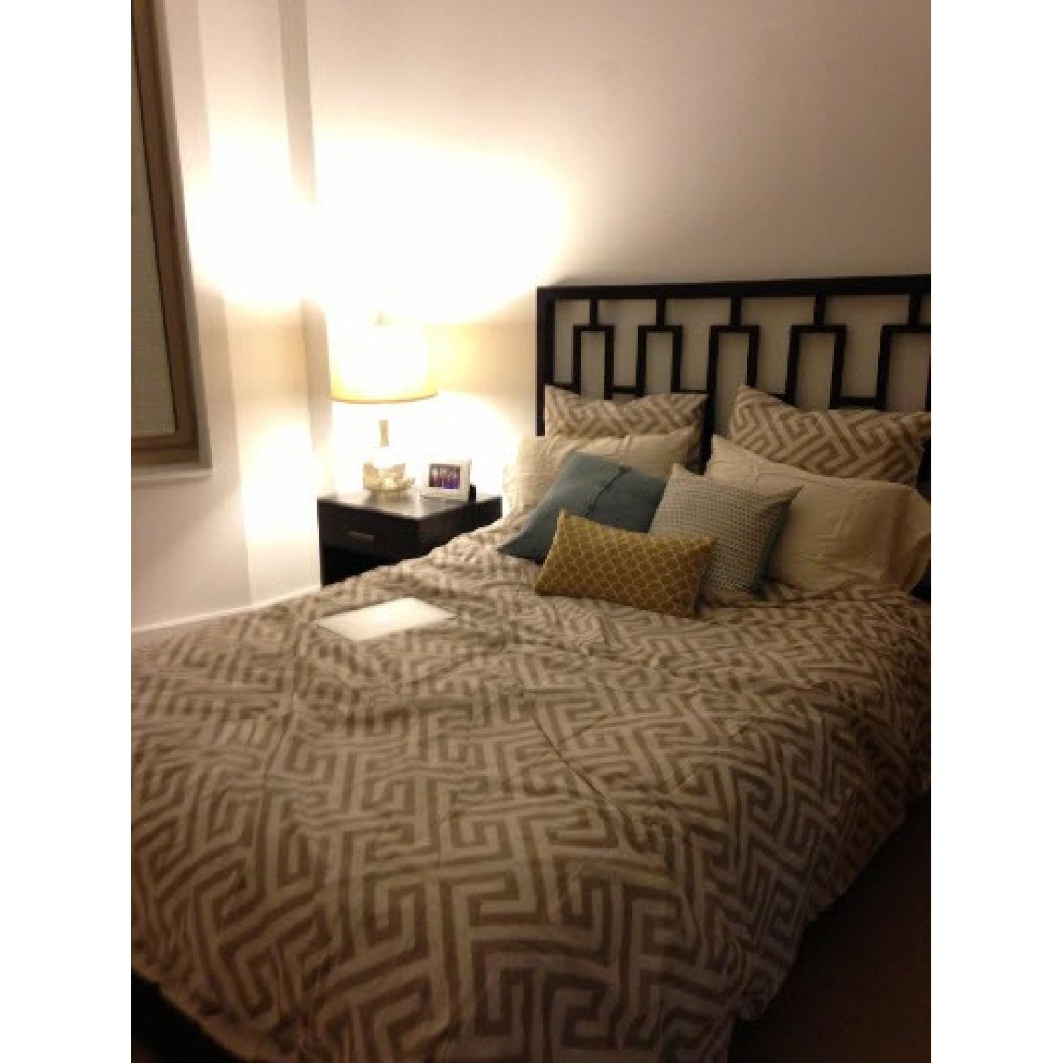 West Elm Queen Size Bed Frame w/ Window Headboard AptDeco