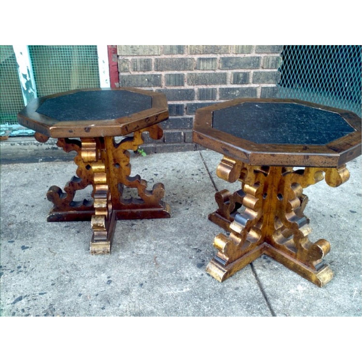Vintage Cocktail Tables w/ Stone Tops - image-1