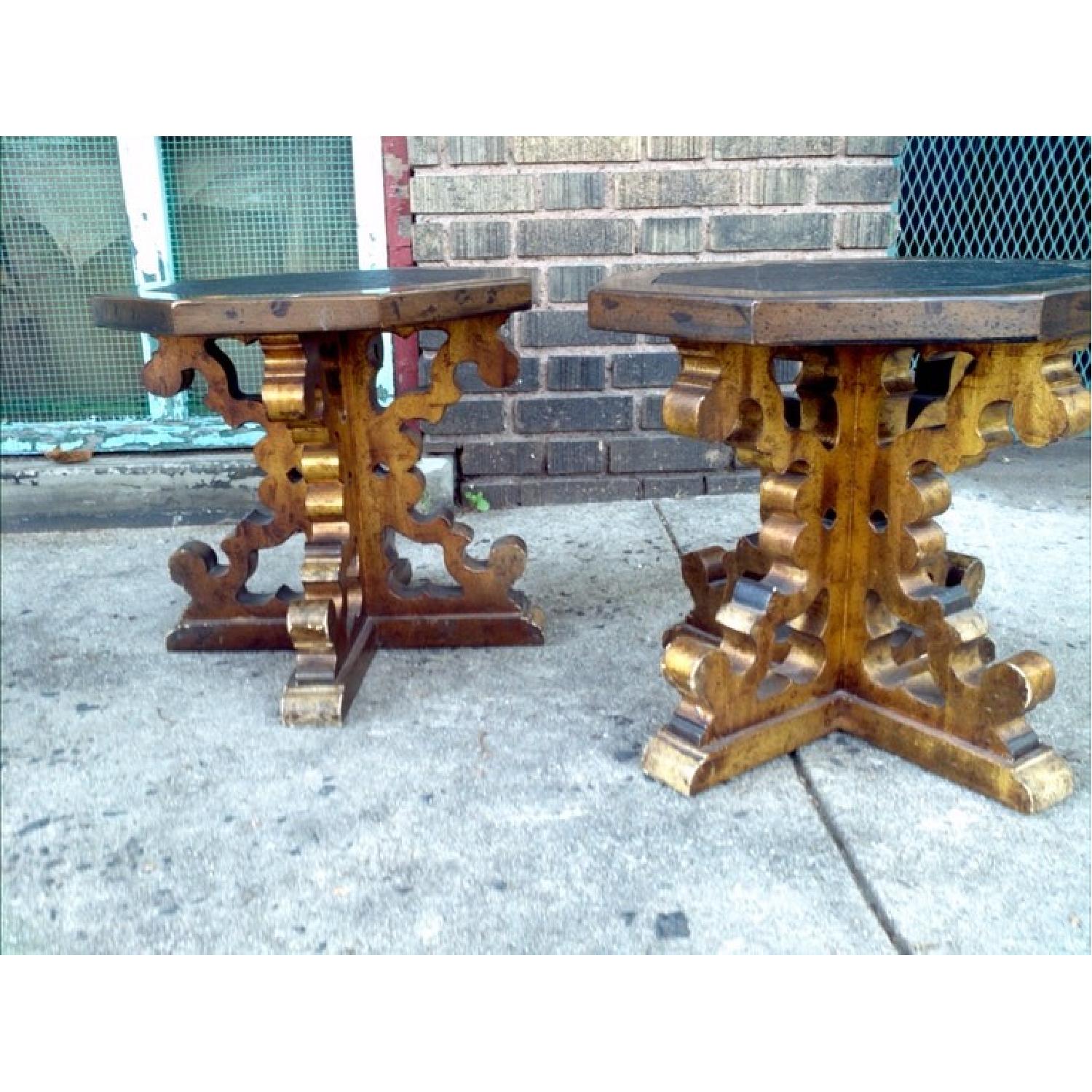 Vintage Cocktail Tables w/ Stone Tops - image-2