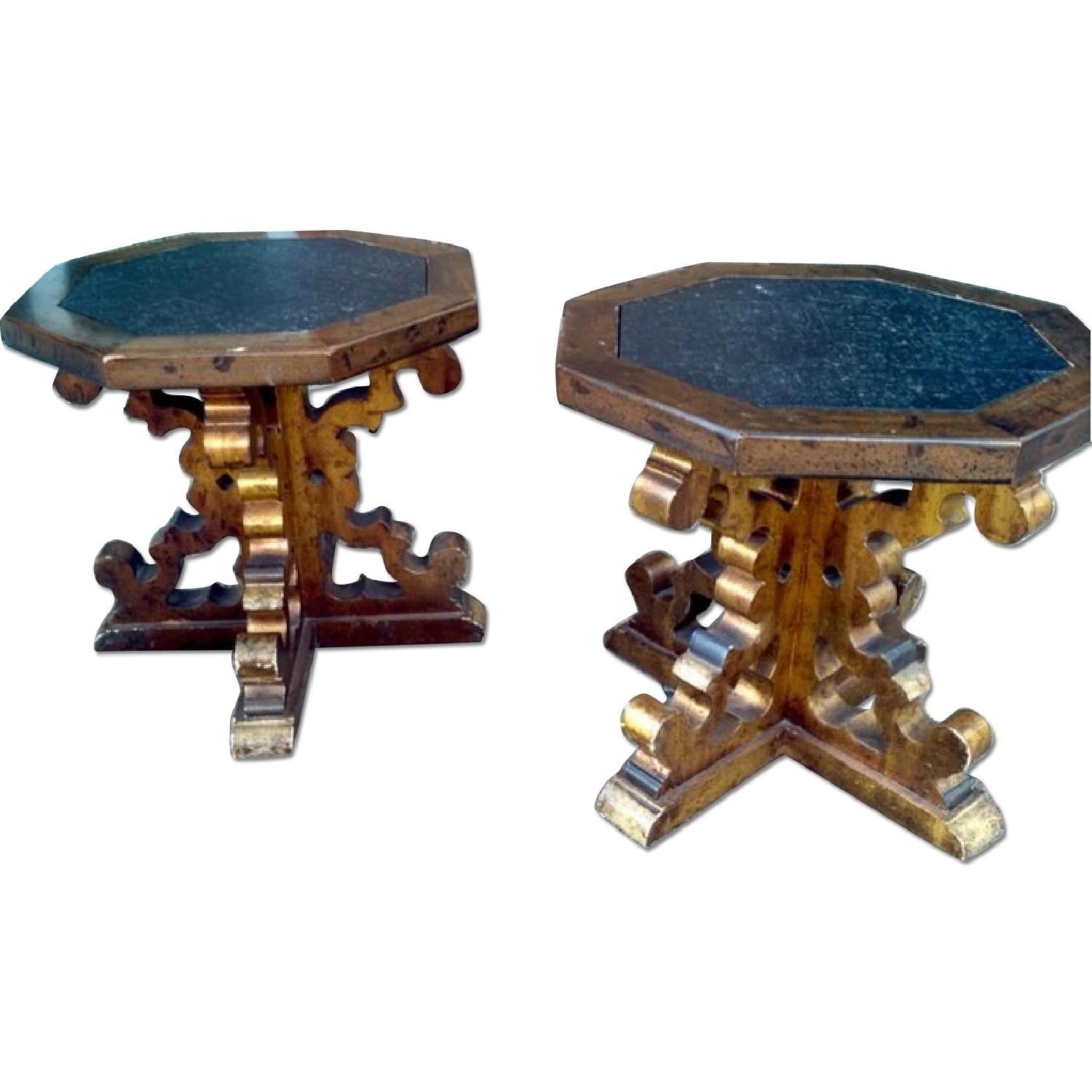 Vintage Cocktail Tables w/ Stone Tops - image-0