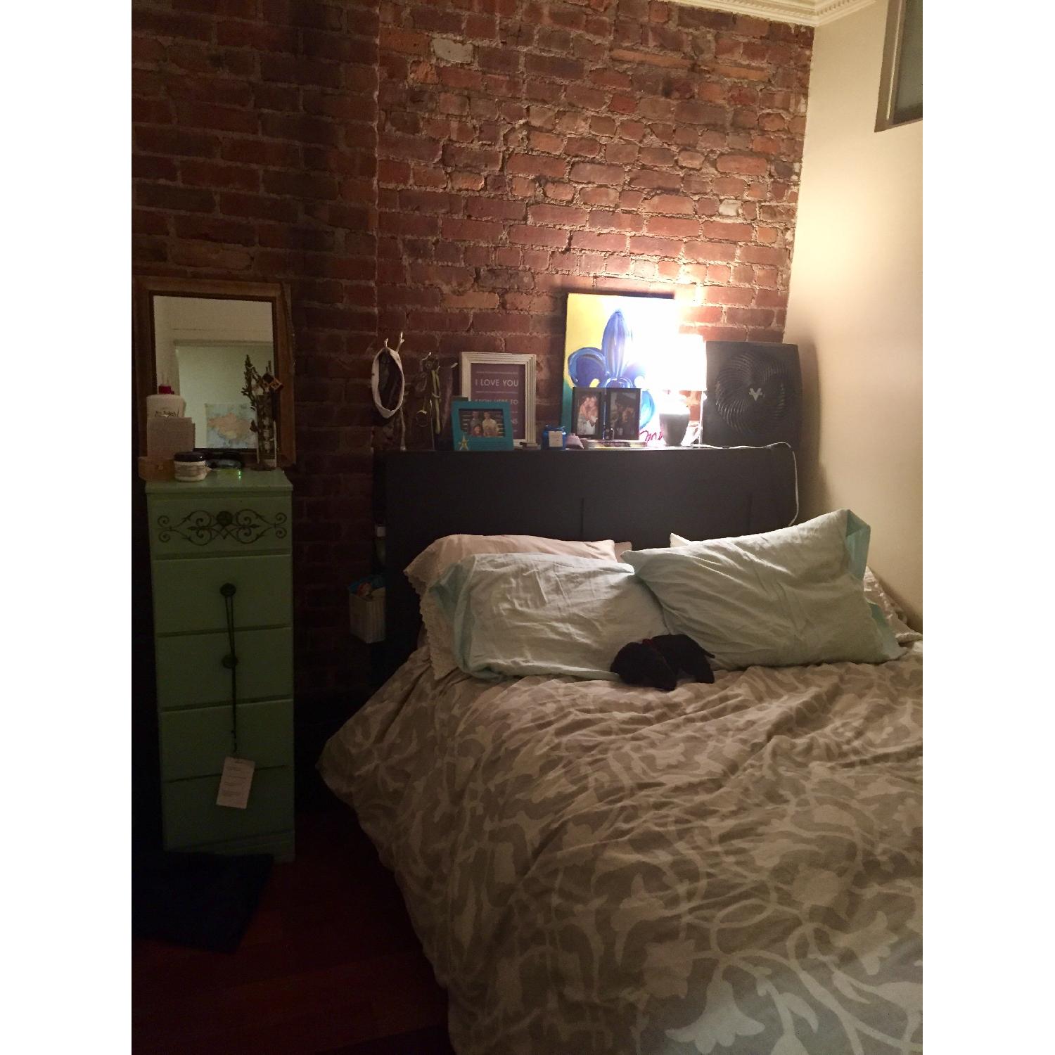 Ikea Brimnes Black Full Size Storage Bed Frame w/ Headboard & Luroy - image-1