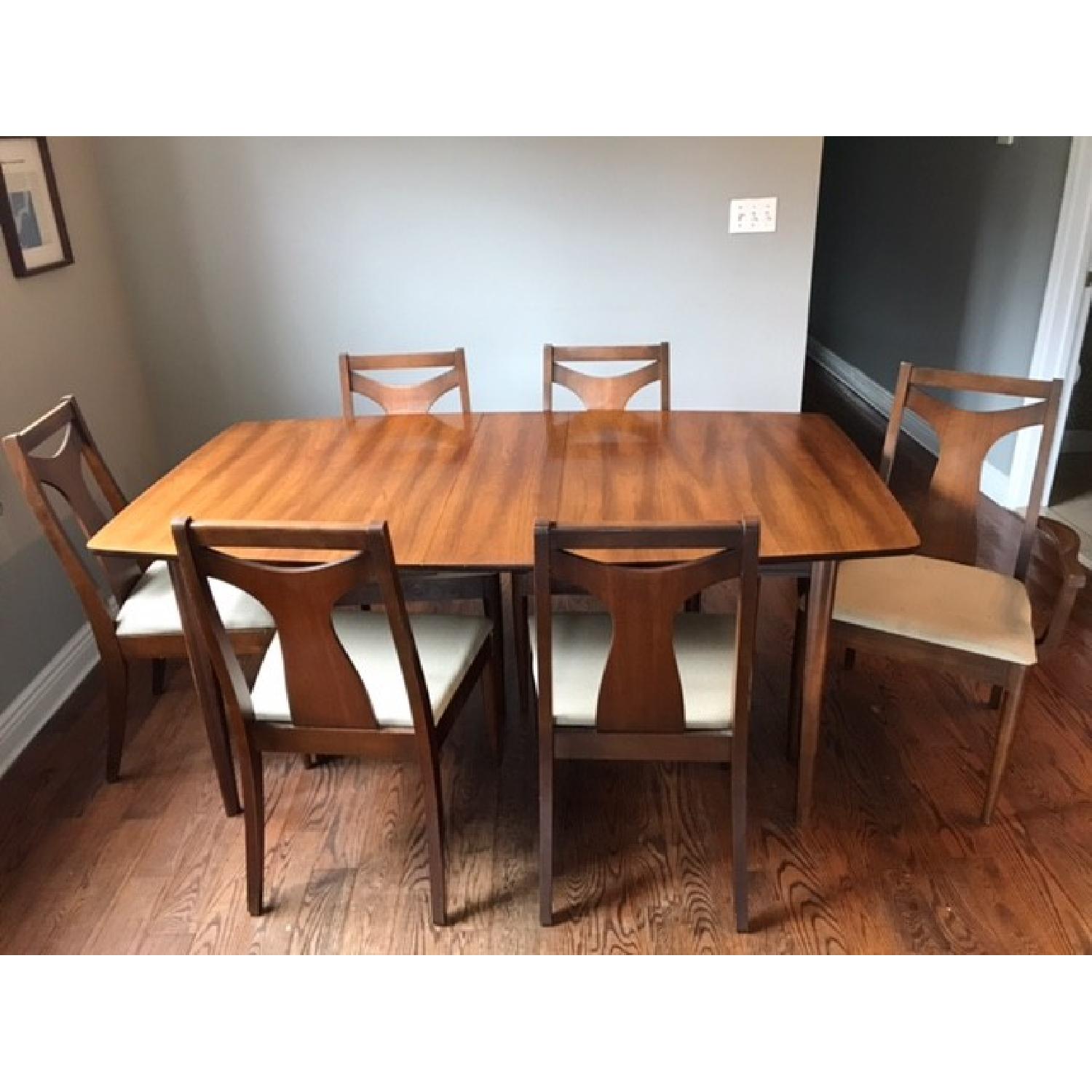 Mid Century Modern Wood Dining Table w/ 6 Chairs - image-1