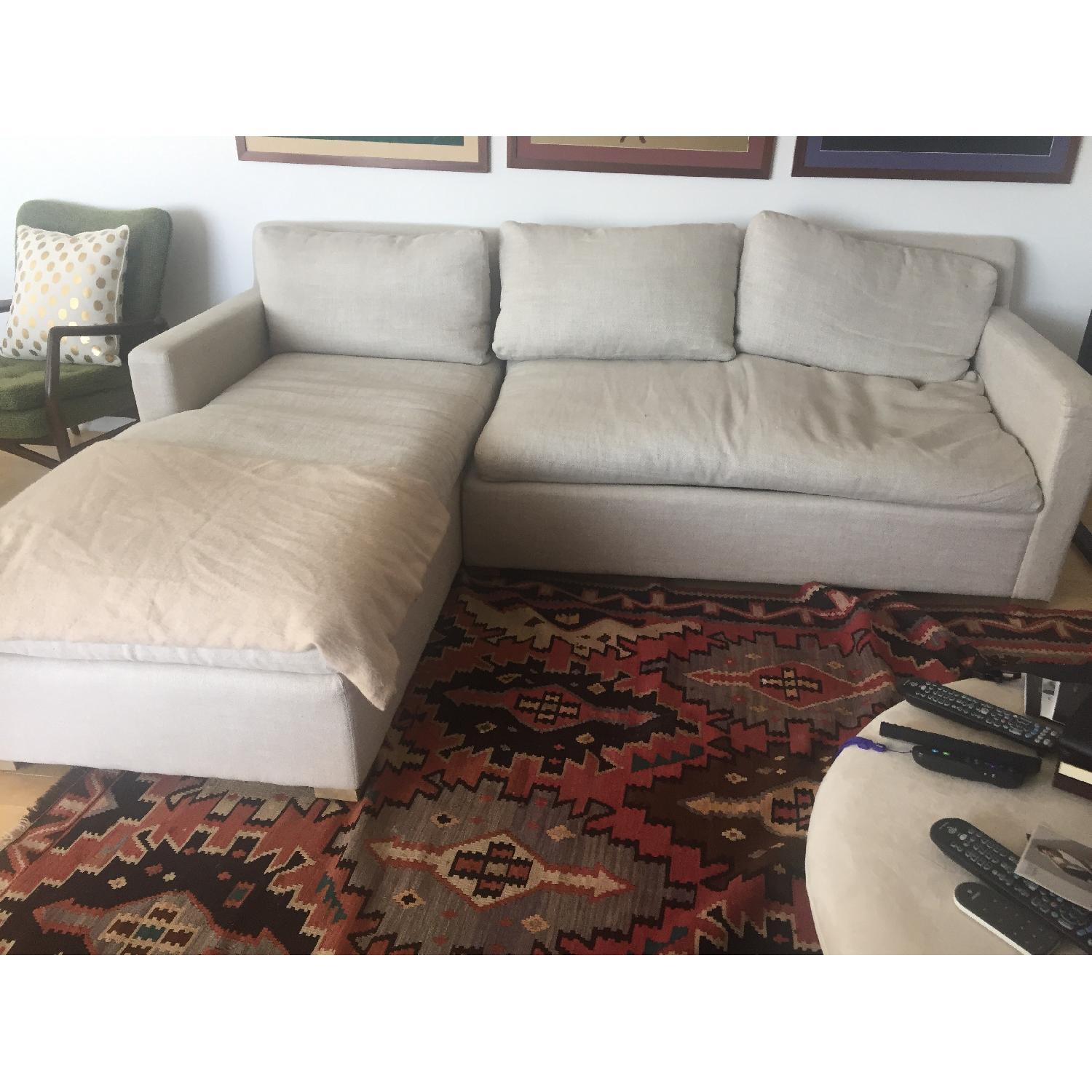 Restoration Hardware Linen Sectional Sofa - image-1