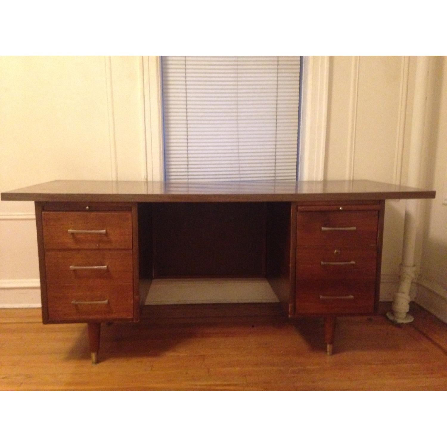 Vintage 60's Desk w/ 6 Drawers - image-1
