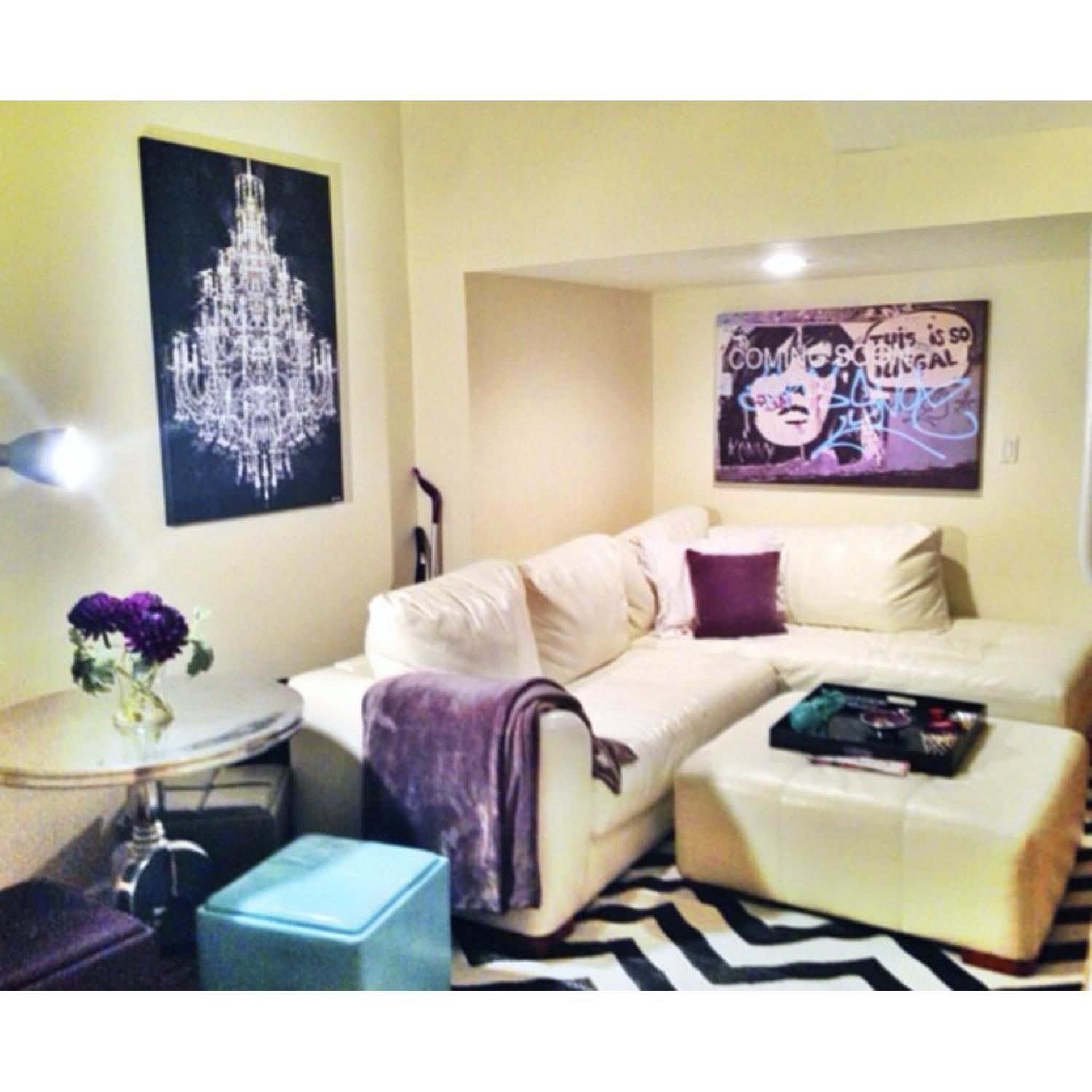 Jennifer Convertibles Peta White Leather Sectional Sofa AptDeco