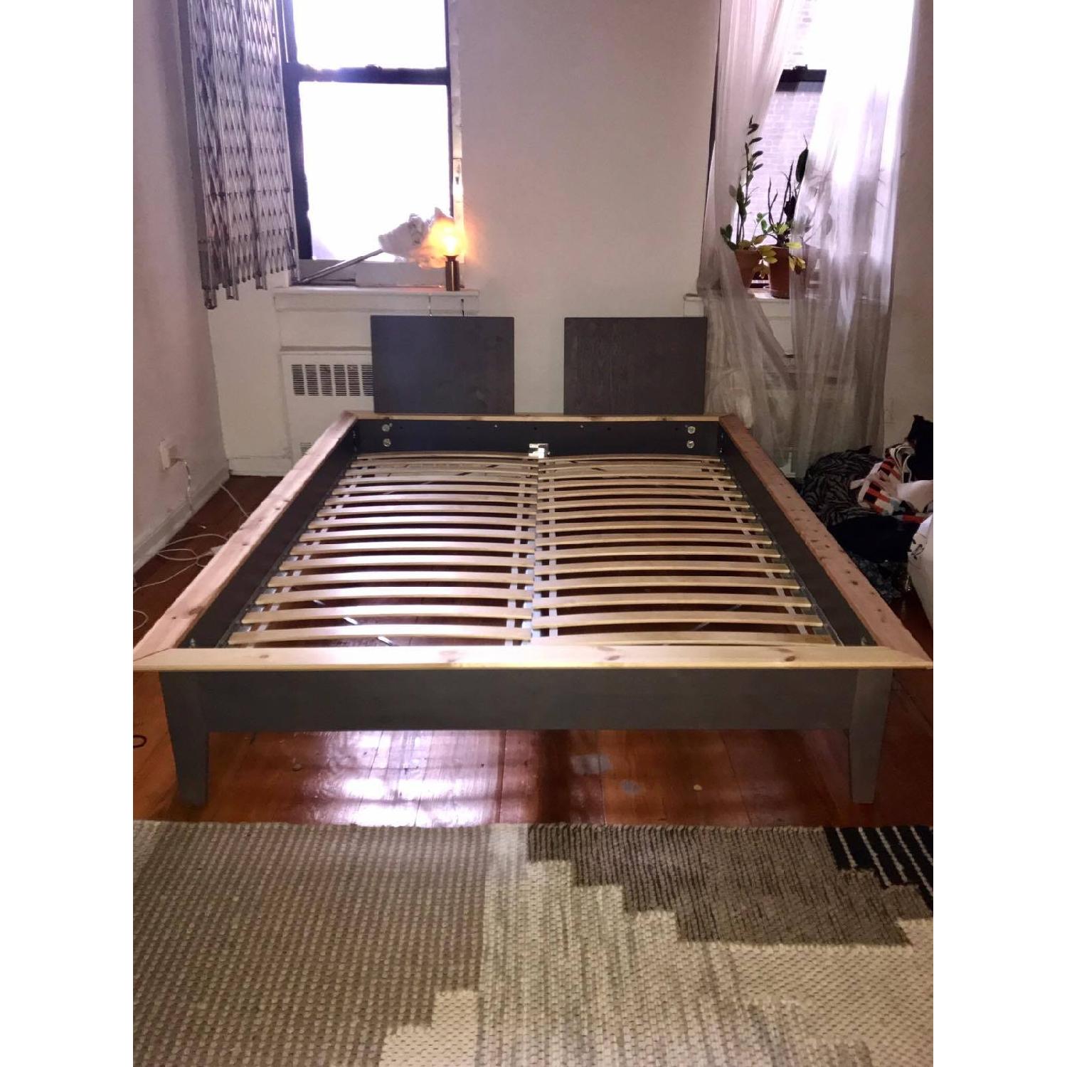 Ikea Nornas Solid Pine Queen Bed Frame w/ Slats AptDeco