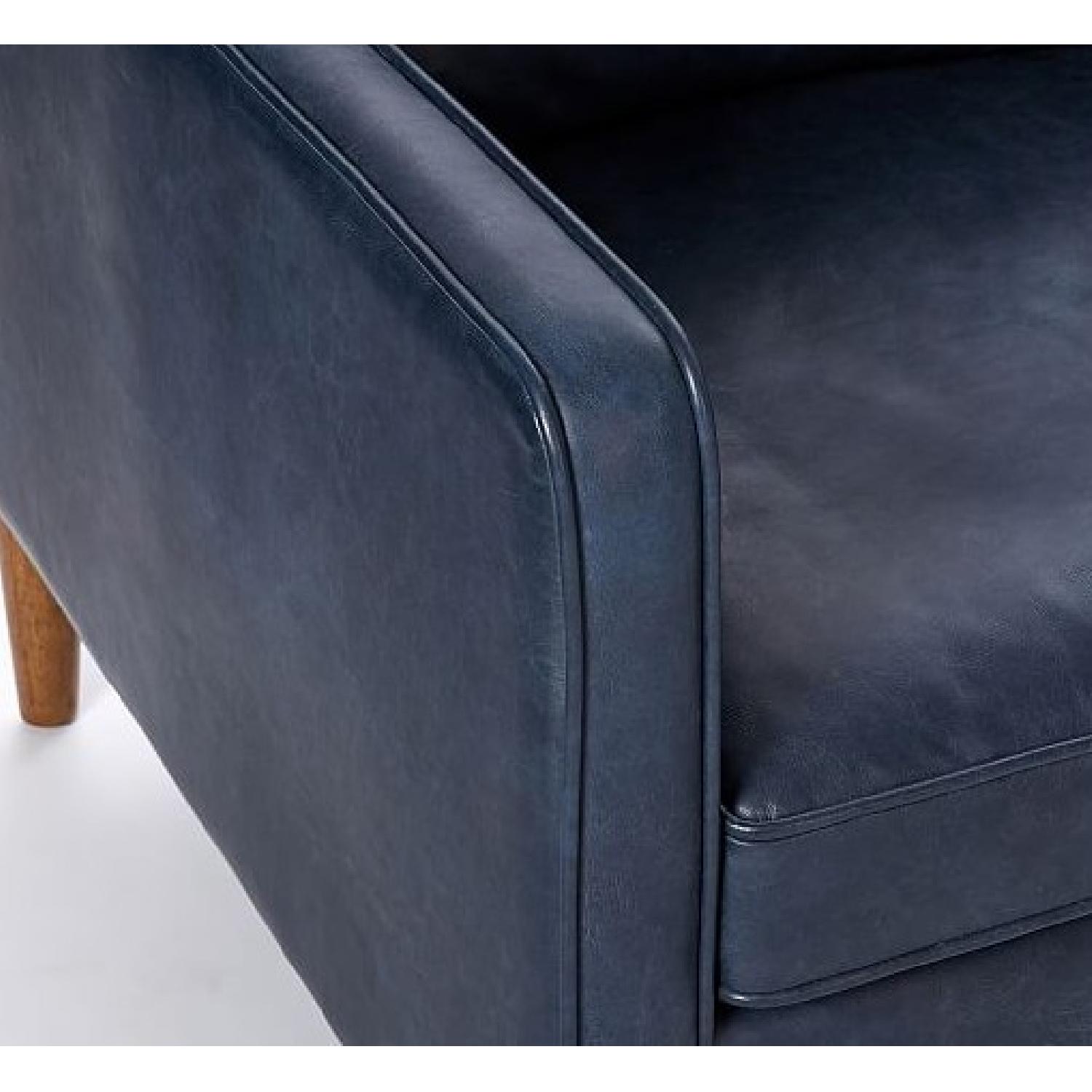 West Elm Hamilton 3 Seater Navy Leather Sofa AptDeco