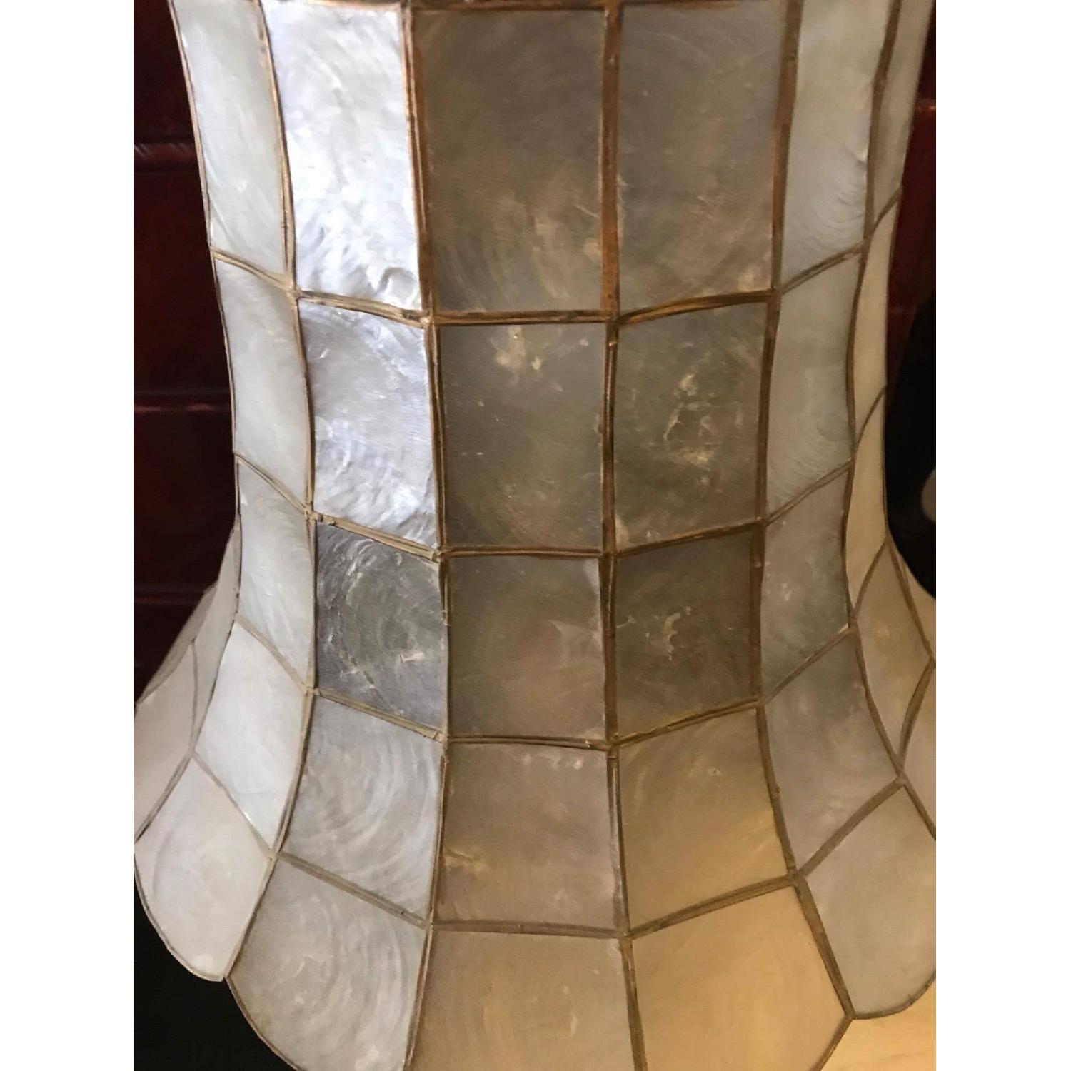 Vintage 1970s Brass Lamps w/ Mother of Pearl Shades - image-3
