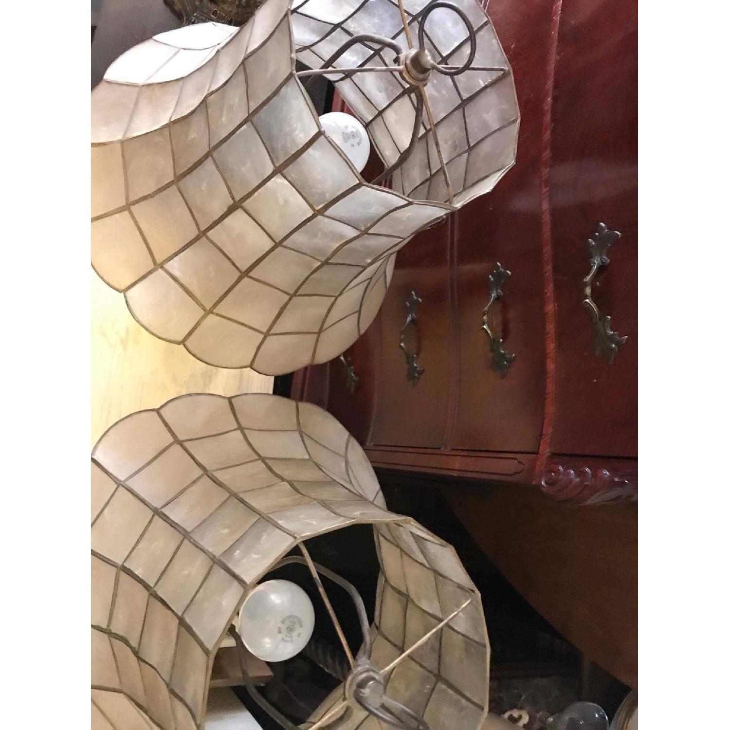 Vintage 1970s Brass Lamps w/ Mother of Pearl Shades - image-9