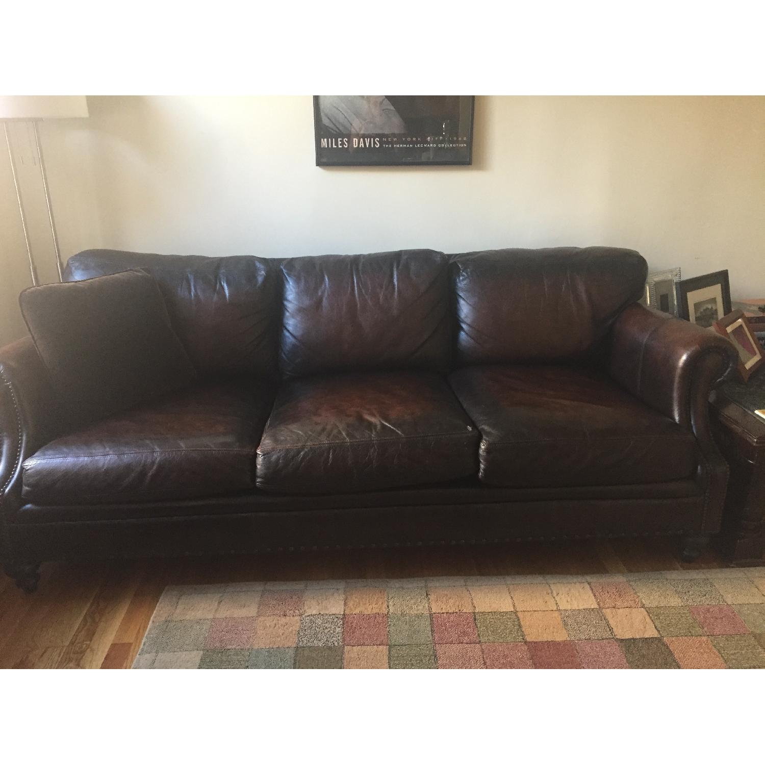 Macy's Martha Stewart Leather Couch - image-1