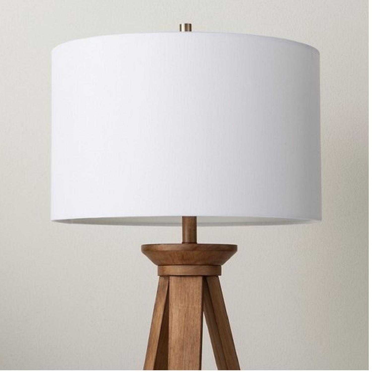 Oak Wood Tripod Floor Lamp - image-1