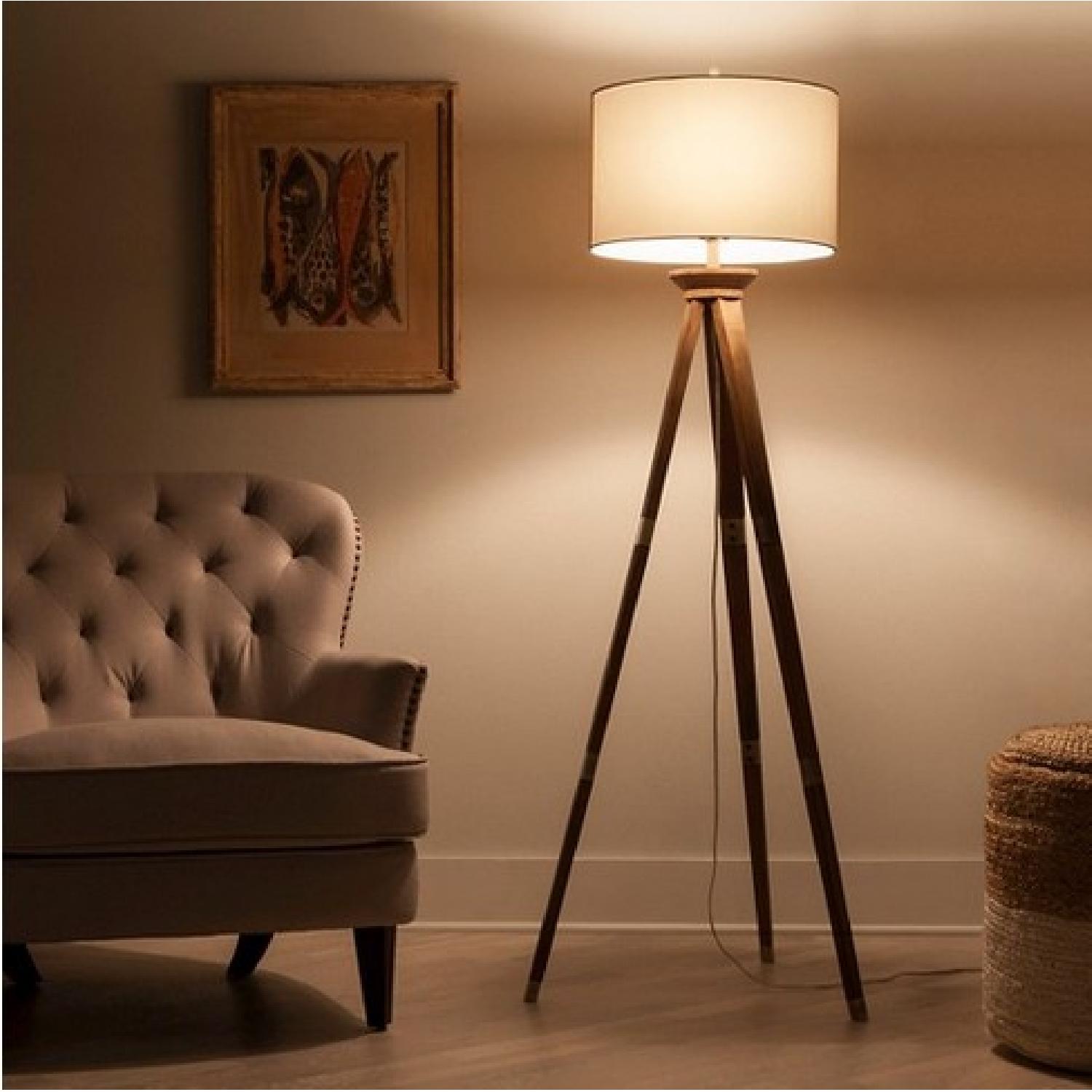 Oak Wood Tripod Floor Lamp - image-2