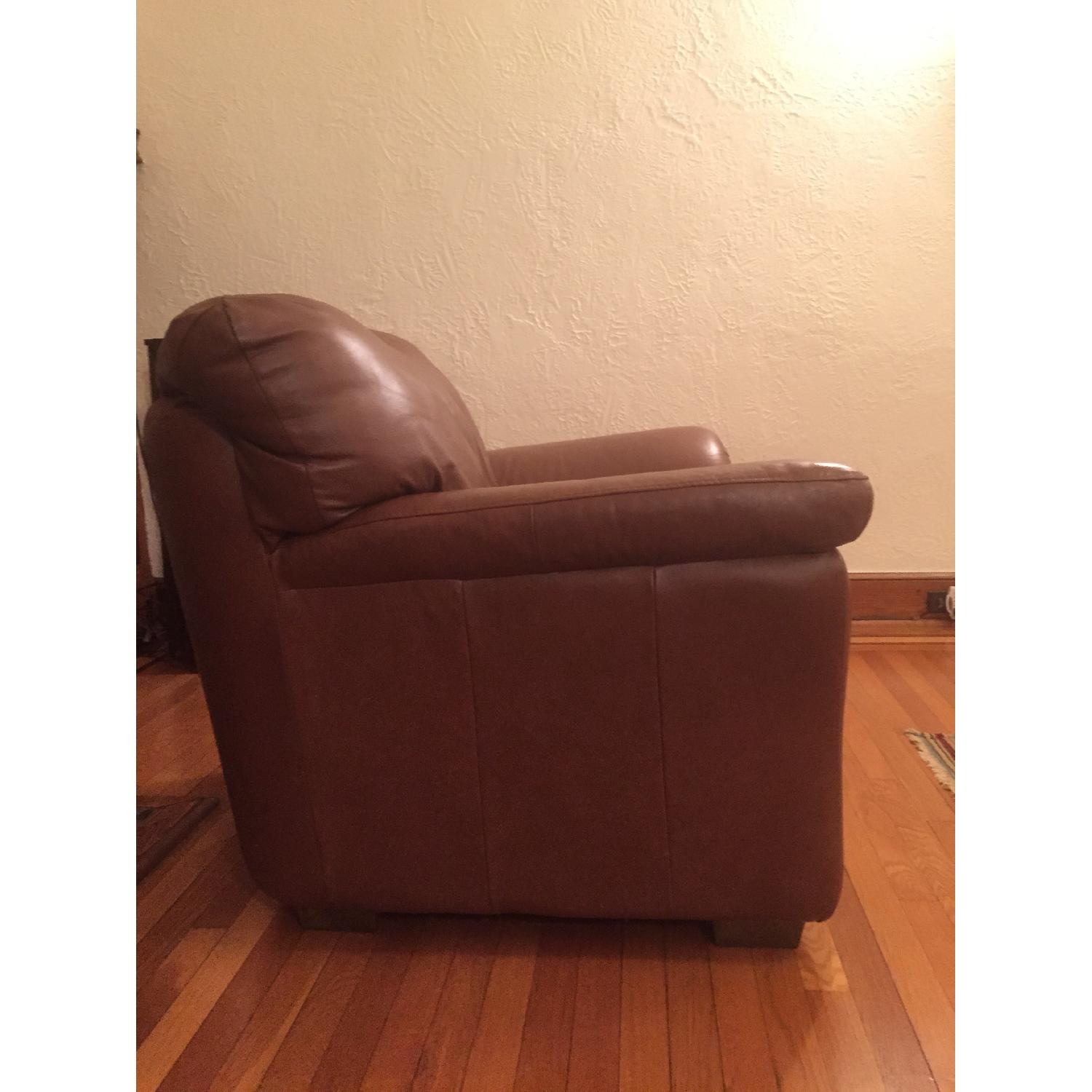 Macy's Leather Sleeper Sofa + Arm Chair - image-2