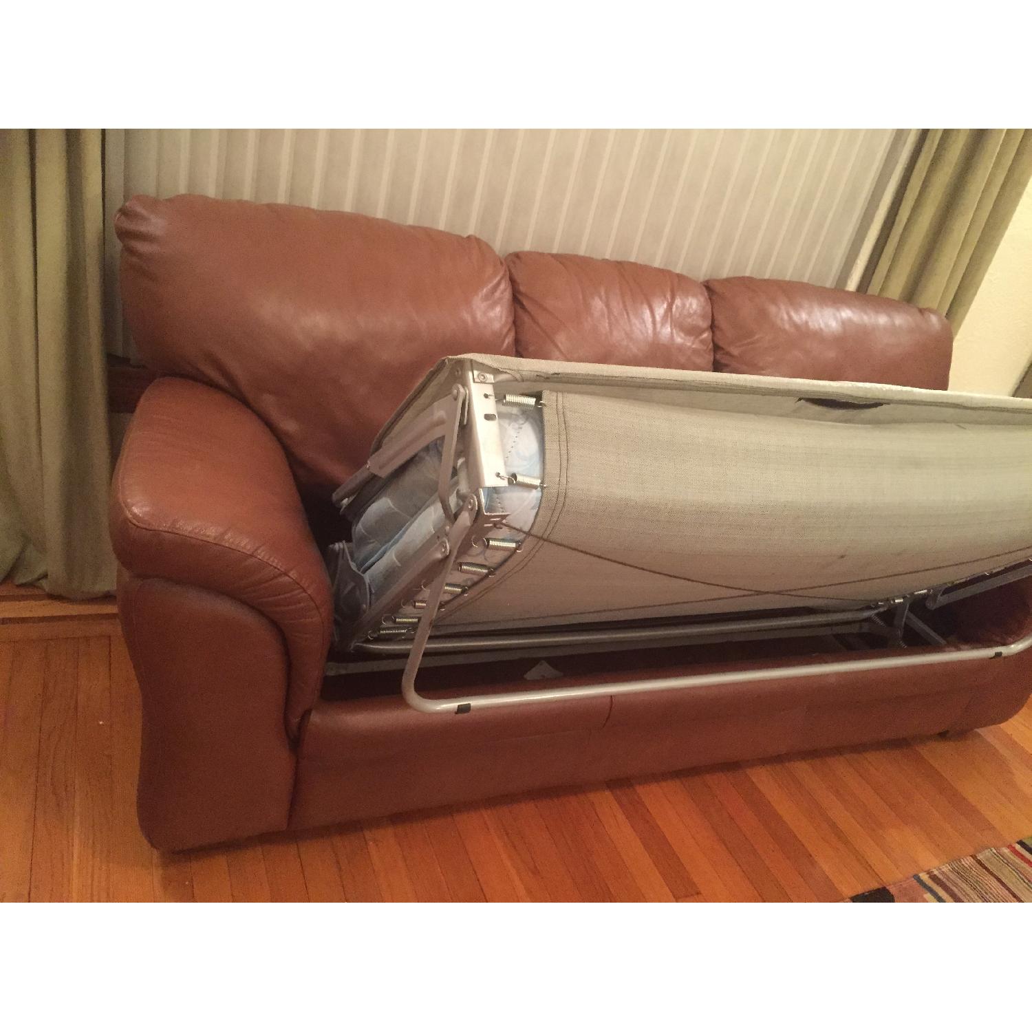 Macy's Leather Sleeper Sofa + Arm Chair - image-4
