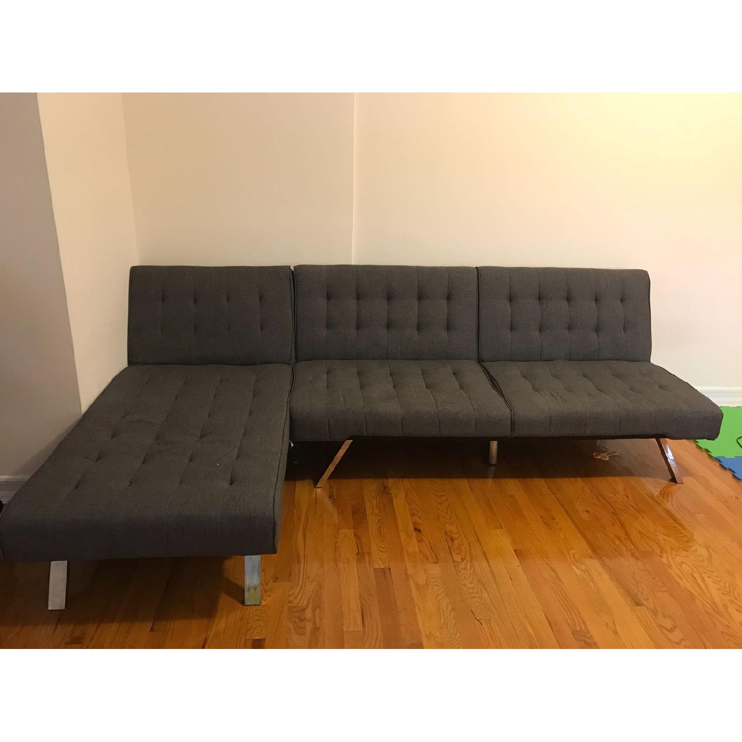 DHP Furniture Emily Futon w/ Chaise in Grey - image-1